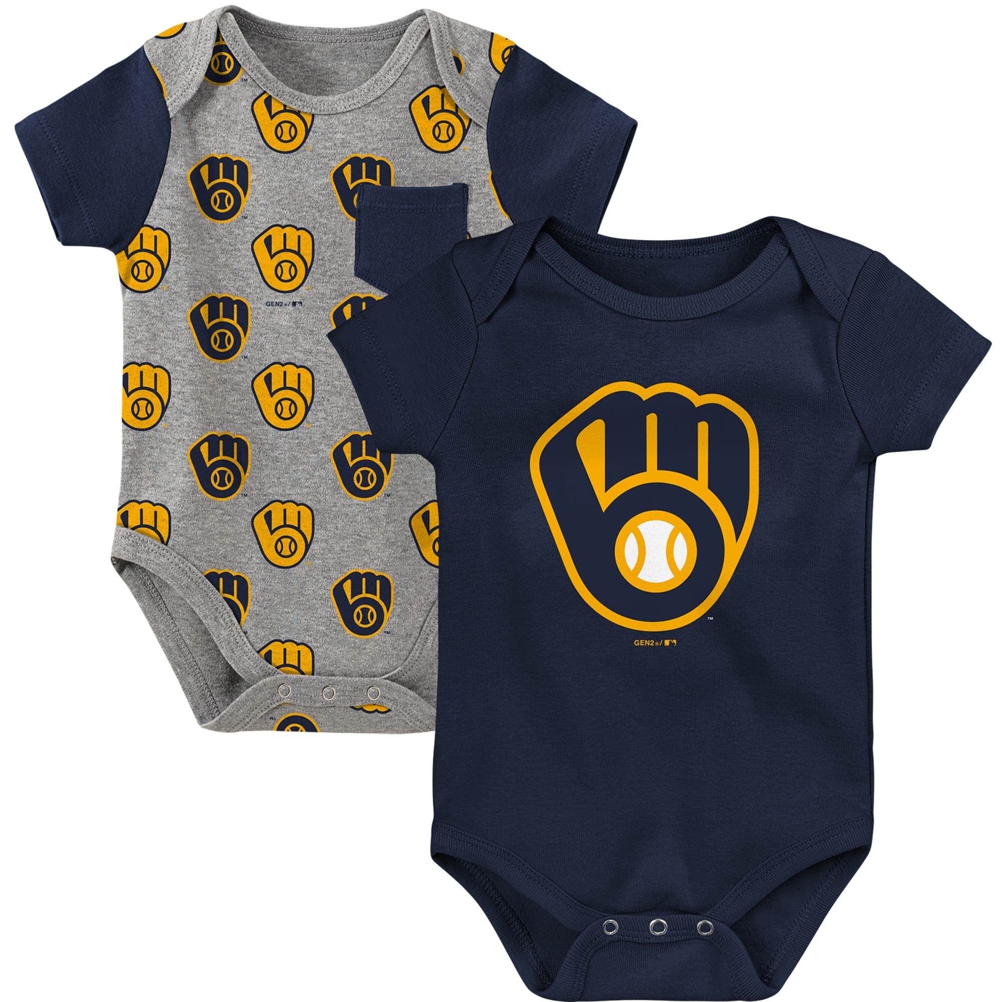 MLB Newborn Infants Born and Raised 2 Pack Bodysuit Creeper Set