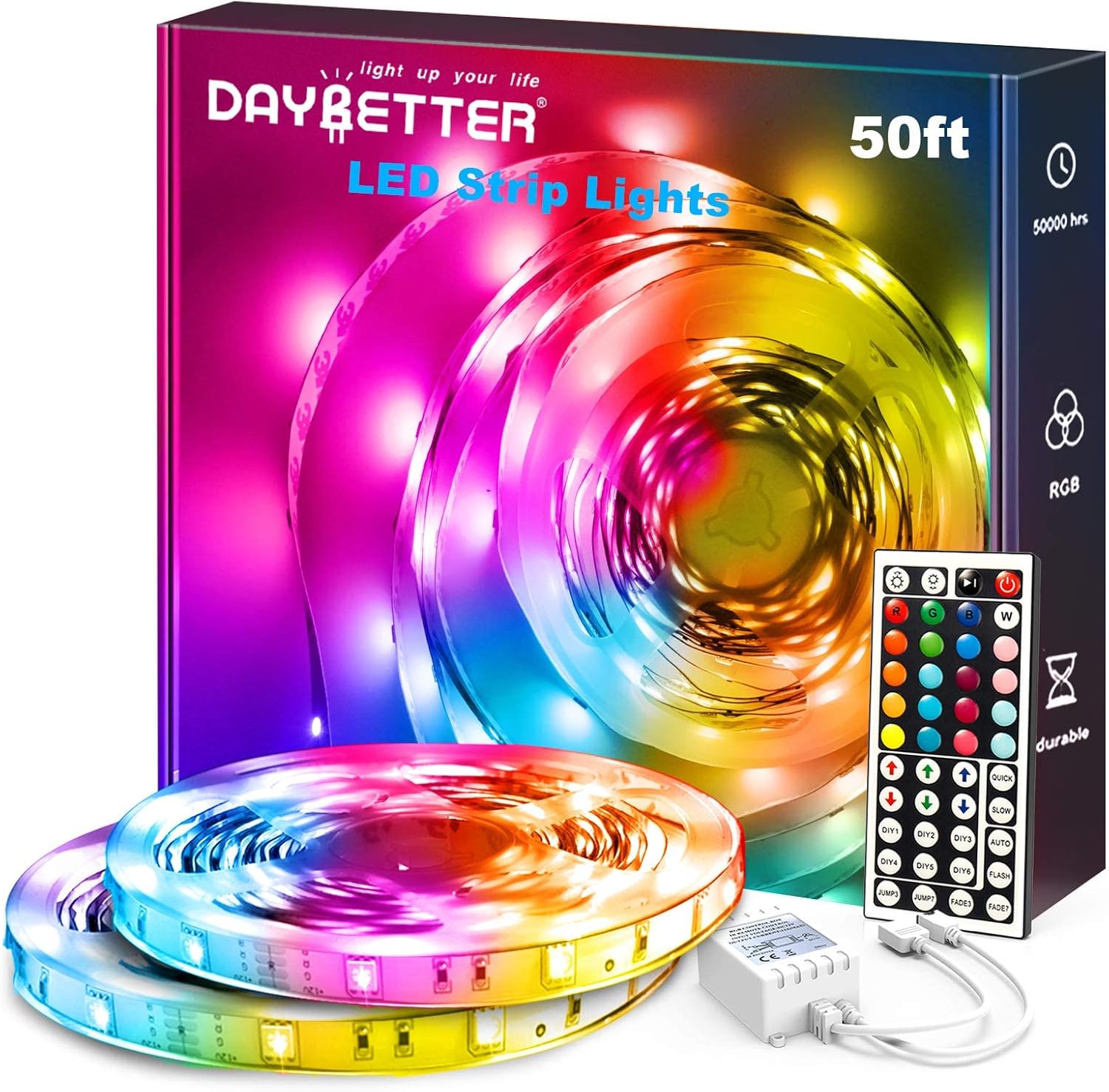 Daybetter Led Strip Lights, 15m RGB Led Light Strips Kits with Remote