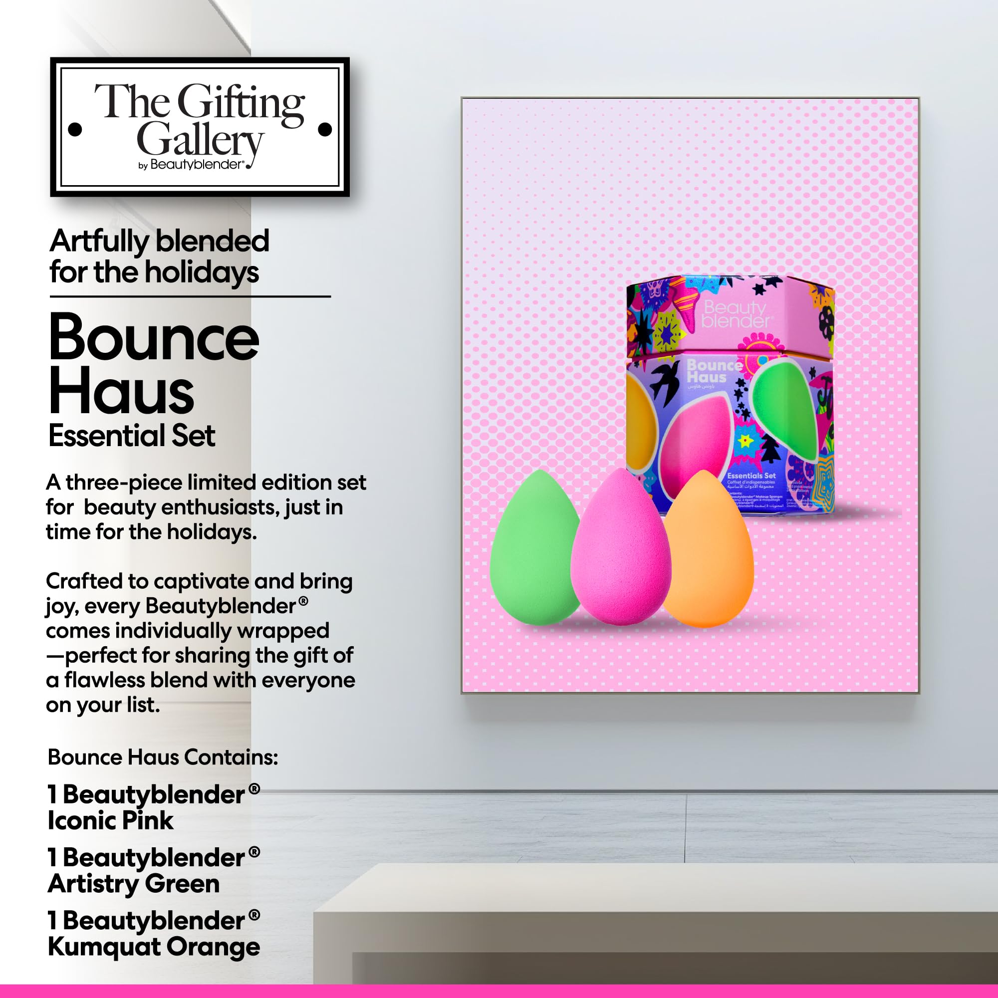 Beautyblender Bouncehaus Essentials Set – Set Regalo 3 Spugnette Make-Up Edizione Limitata – Lattice Free, Riutilizzabili, Perfette per Fondotinta, Correttore, Cipria, BB Cream & Finish Impeccabile
