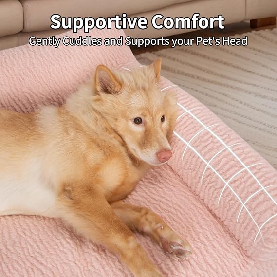 KHONSU PET Cat Couch Bed - Plush Fluffy Cat Sofa for Indoor Cats, Orthopedic Kitten Lounge Chair with Removable Washable Cover, Supportive Pet Couch, 24 inch, Green