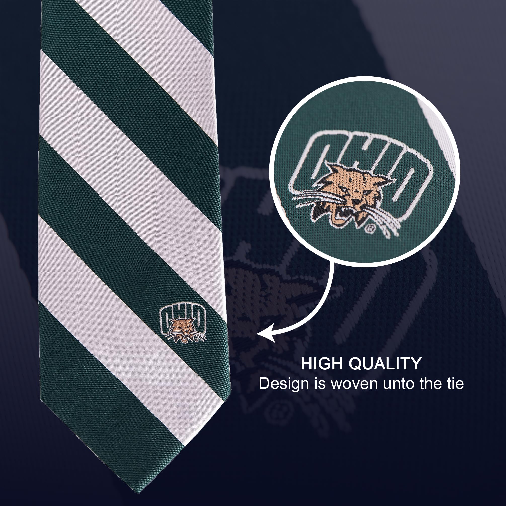 Desert Cactus Ohio University Tie Bobcats, 100% Polyester, with Logo