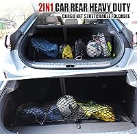 Vista 5 de Red de carga trasera para automóvil, red organizadora de almacenamiento elástica ajustable, red de almacenamiento de carga para maletero, ajuste