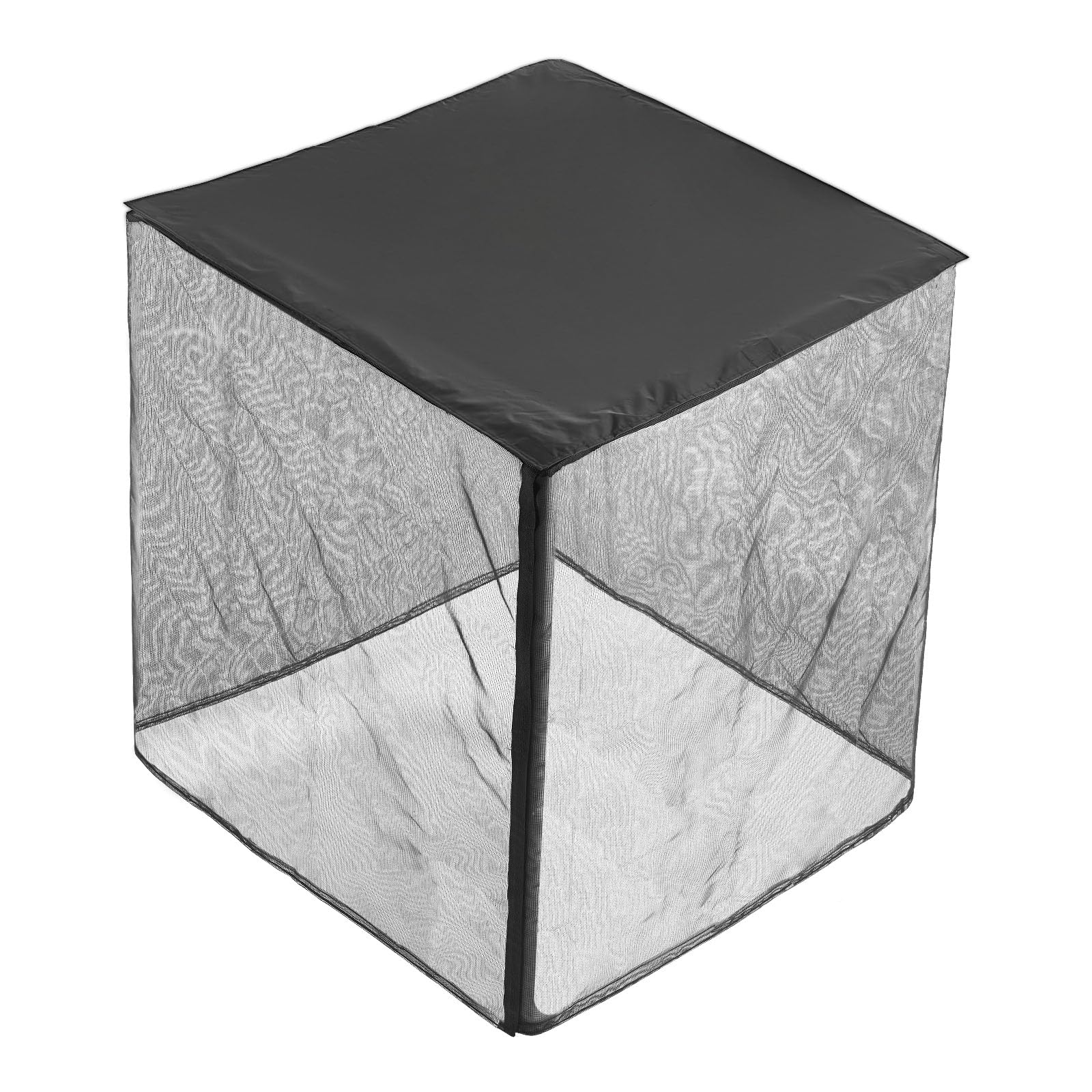 VEVOR Funda Protectora para Aire Acondicionado de Exterior, 812 x 812 x 914 mm, de Dos Capas, con Techo Extraíble, de Poliéster Resistente al Agua, Malla de Plástico y Tafetán 190T, Color Negro