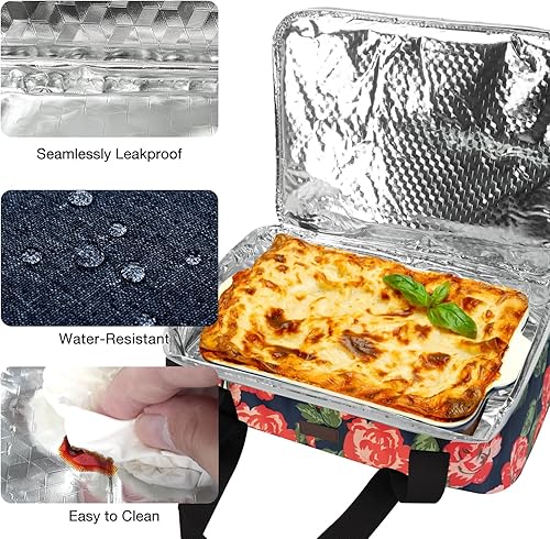 Miniatura 10 de Bolsa de transporte de cacerola con doble aislamiento, bolsa de transporte de alimentos calientes y fríos, fiestas de comida, bolsa de transporte