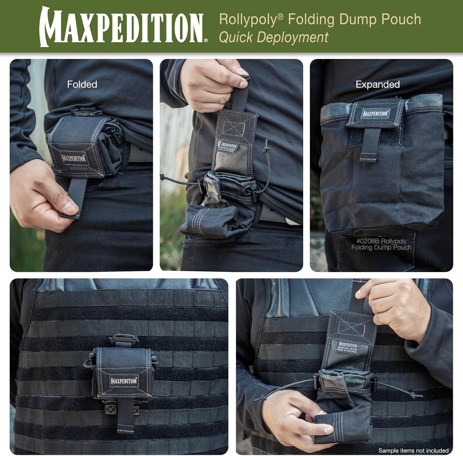 Maxpedition Rollypoly Folding Dump Pouch (Black) 9.4 inch - Image 7