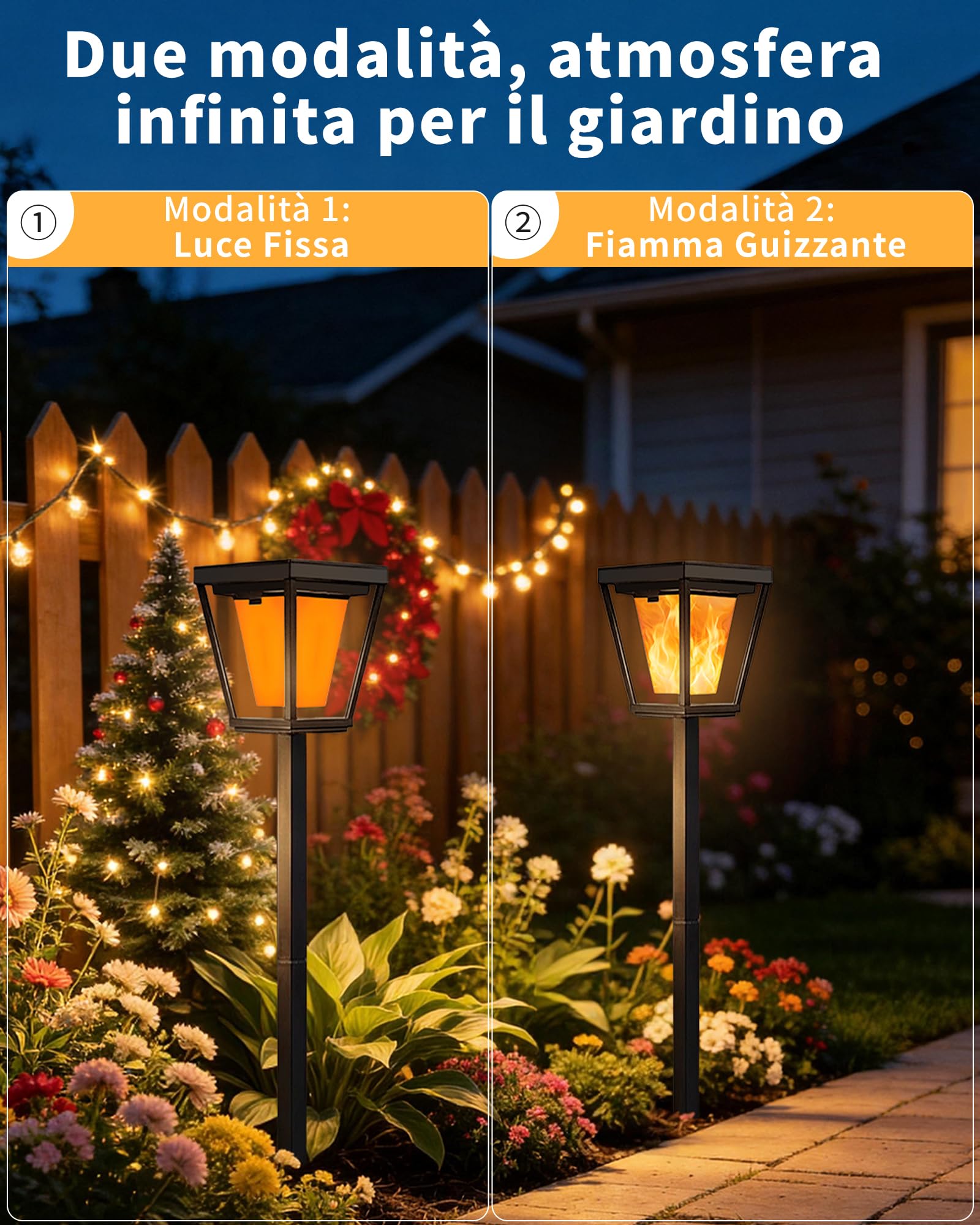 Confezione da 6 lampade solari per esterni con effetto fiamma tremolante, impermeabilità IP65, picchetto per vialetto da giardino, terrazza, accensione e spegnimento automatico