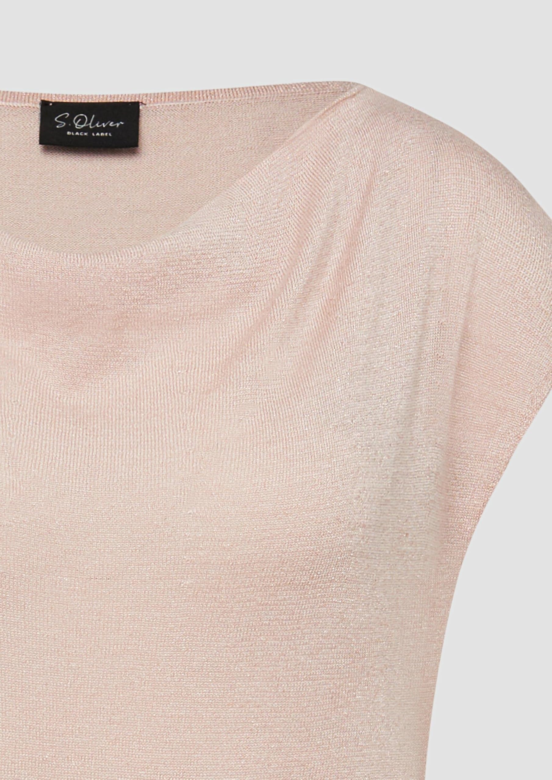 s.Oliver Fließendes Feinstrick-Shirt mit Wasserfallausschnitt und Glitzergarn