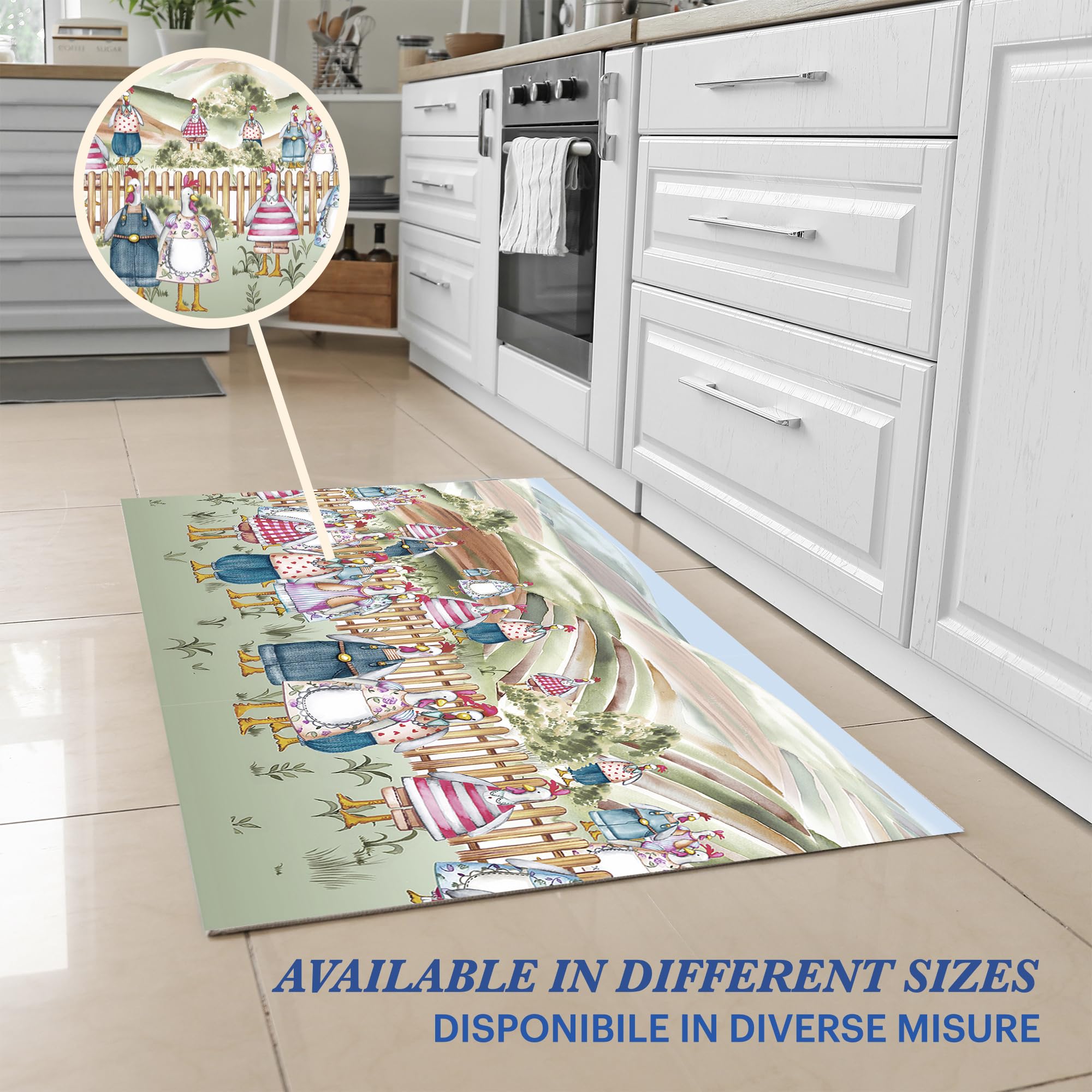 PENSIERI DELICATI Passatoia 52x250 cm, Realizzata in Cotone e PVC, Made in Italy, Passatoia Lavabile In Lavatrice A 40°, Fantasia Poie