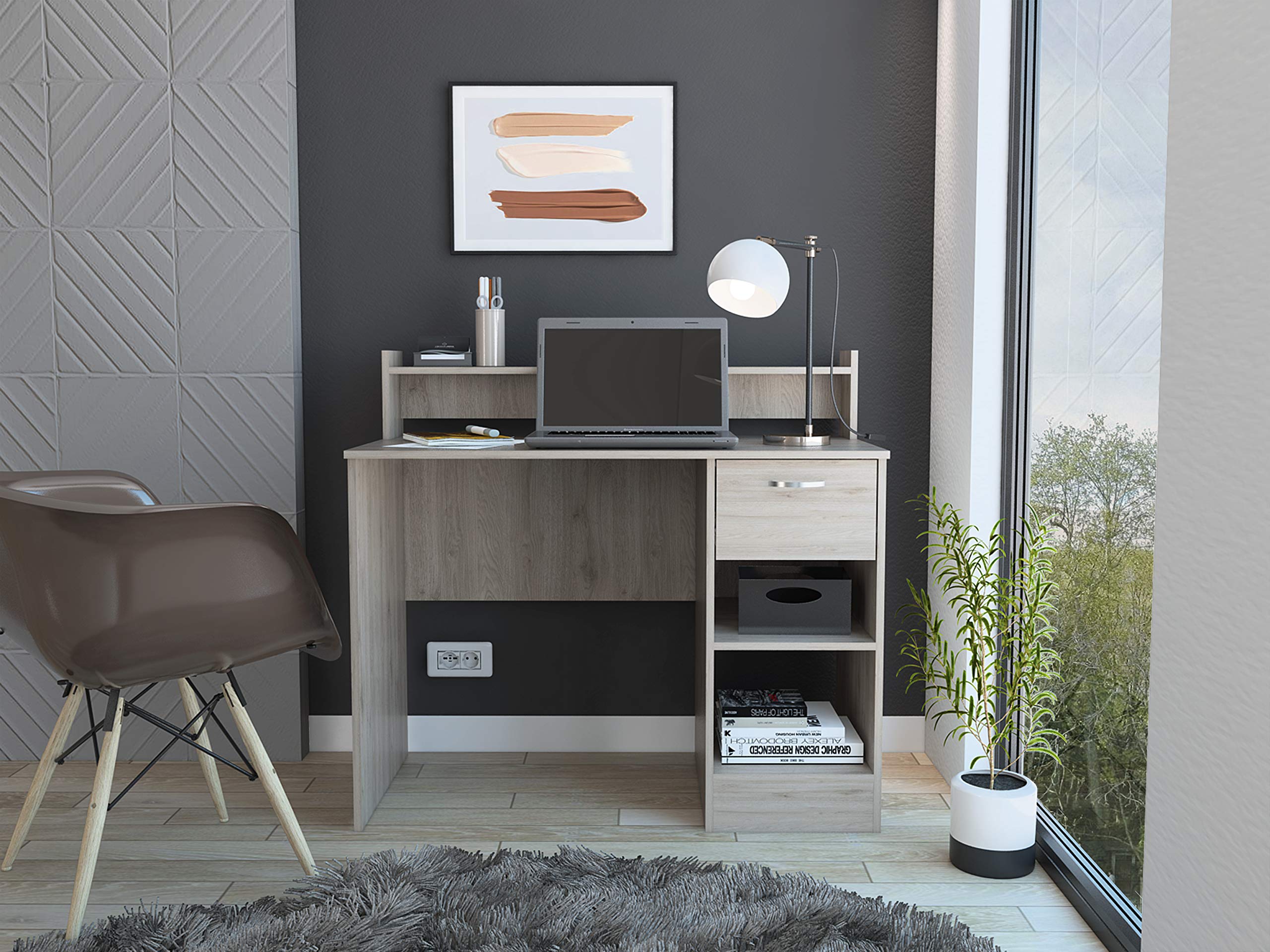 TUHOME Manaos Computer Desk Light Gray