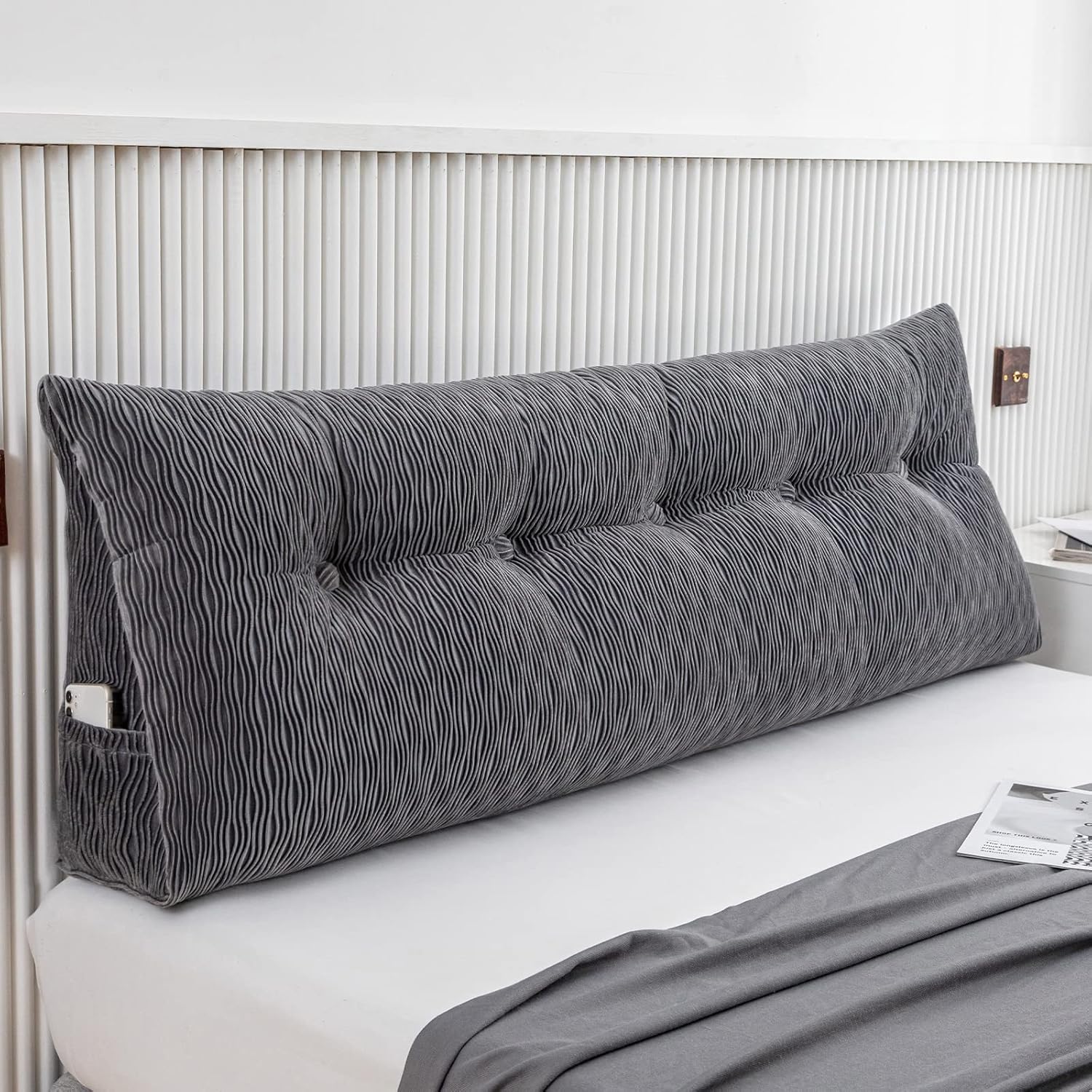 Turnextte Large Headboard Pillow Queen, Bed Rest Reading Pillow Bolster Triangular