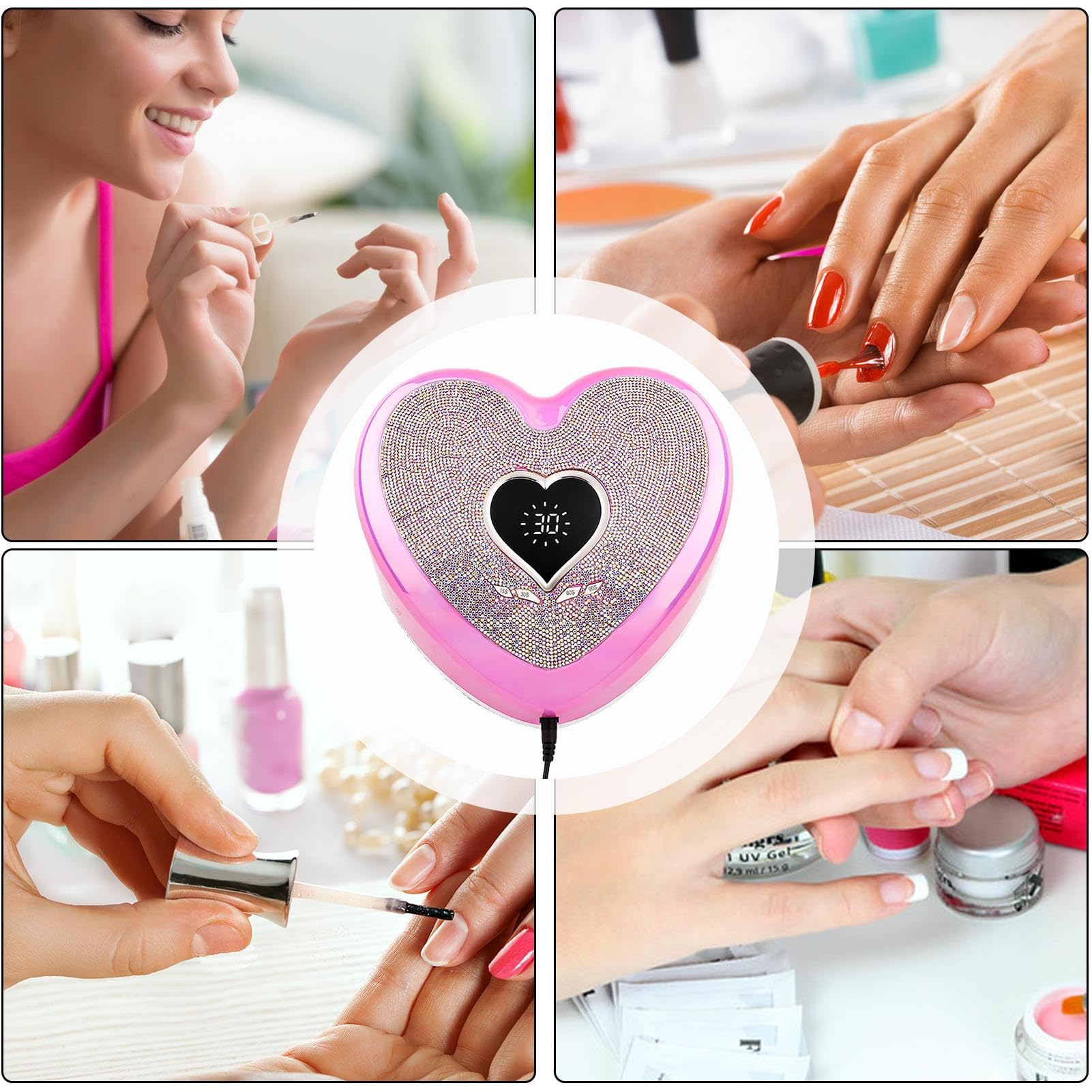 LED Suszarka do Lakieru Paznokci 96W Maszyna do Manicure z 39 Diodami LED | Szybko Utwardzająca Lampka Z 4 Trybami Czasowymi Dla Kobiet, Żon, Dziewczyn, Partnerów, Rodziny i