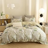 Vista 18 de ECOCOTT Funda de edredón tamaño Queen - Juego de funda de edredón floral verde reversible, ultra suave y transpirable, con cierre de cremallera, 4