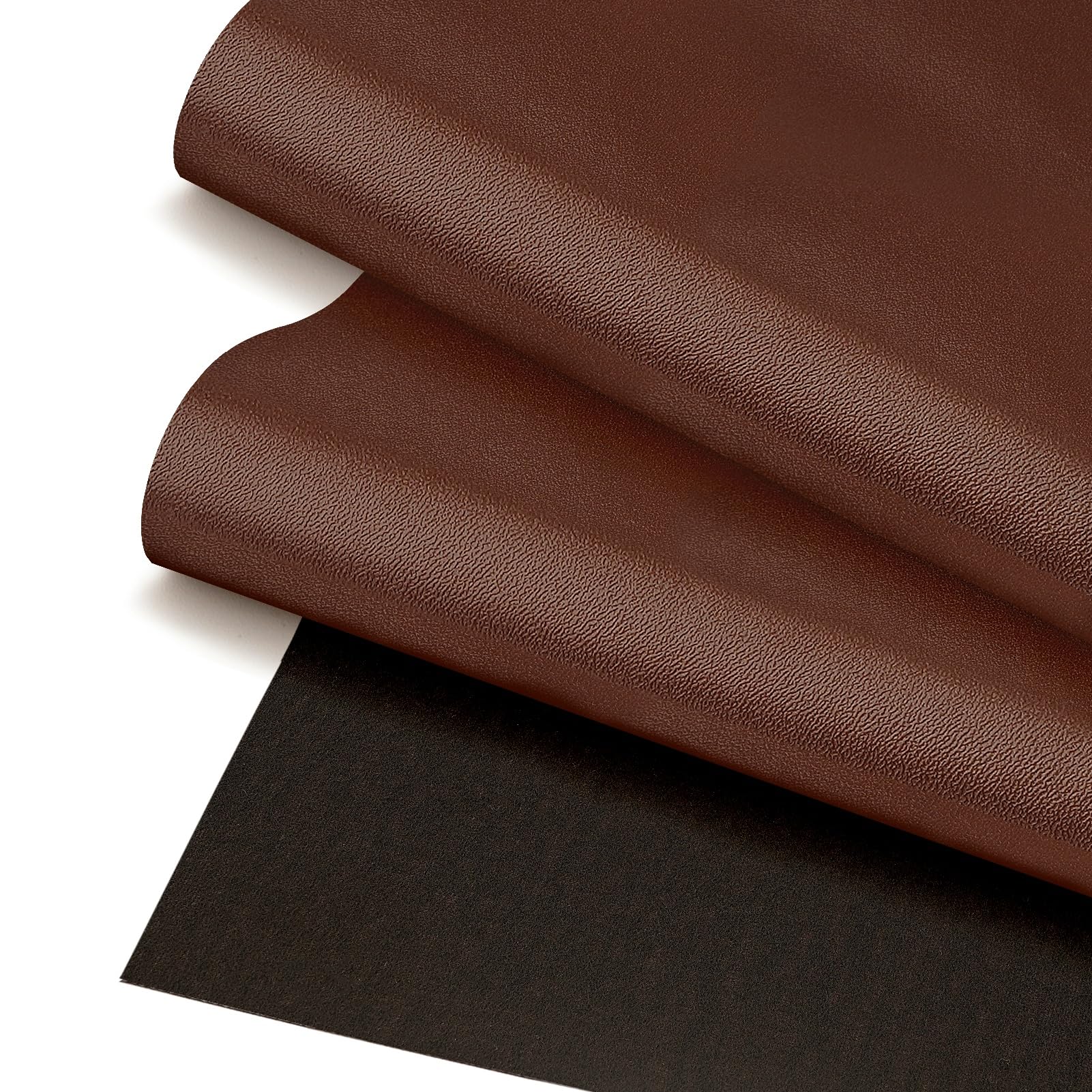 JERLITU Brown Faux Leather Fabric, Smooth Leatherette Upholstery Vinyl Fabric 5 Meters 500 x 140 cm Waterproof Material Fake Leather for Sofa Furniture Renovation Interior Decor โ image 1