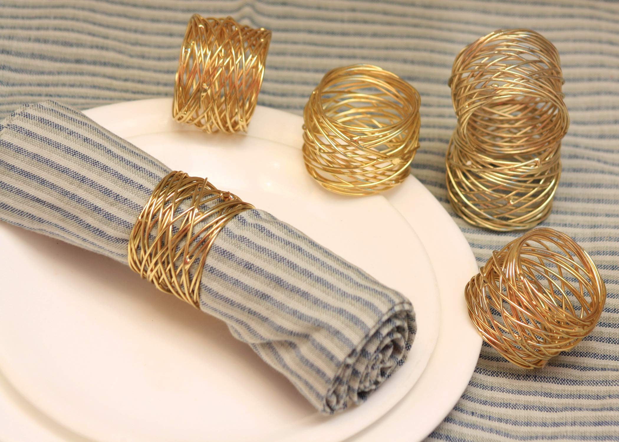 Alpha Living Home Napkin Rings, Mesh Napkin Holders Set of 12, Napkin Rings Bulk for Party Decoration, Dinning Table, Everyday, Family Gatherings - A Great Tabletop Décor - Gold