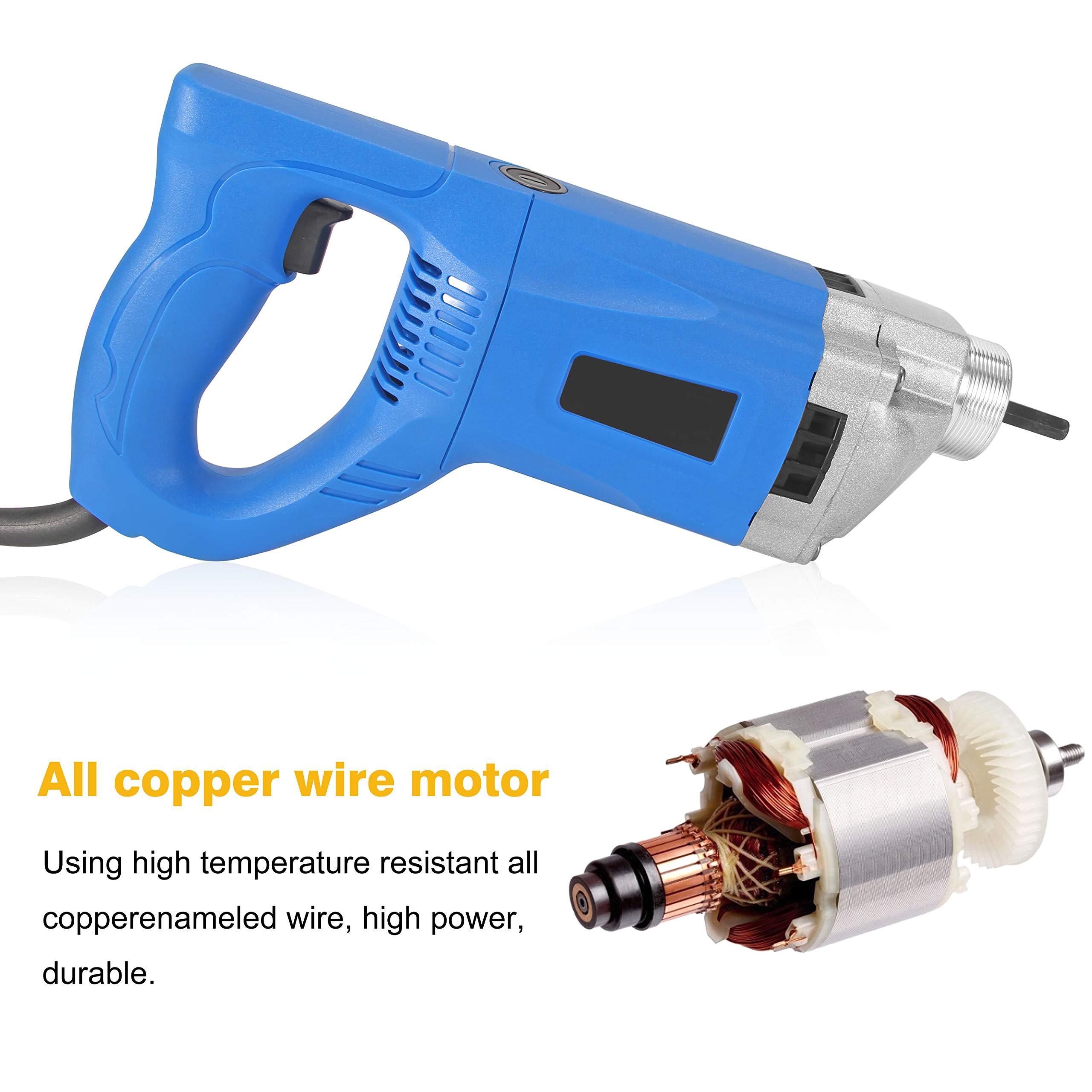 Hanchen Vibrador de Hormigón Industrial 1900W Mezclador de Concreto Eléctrico Diámetro de 35mm con Manguera de 1.5/2m (Manguera de 1.5m)