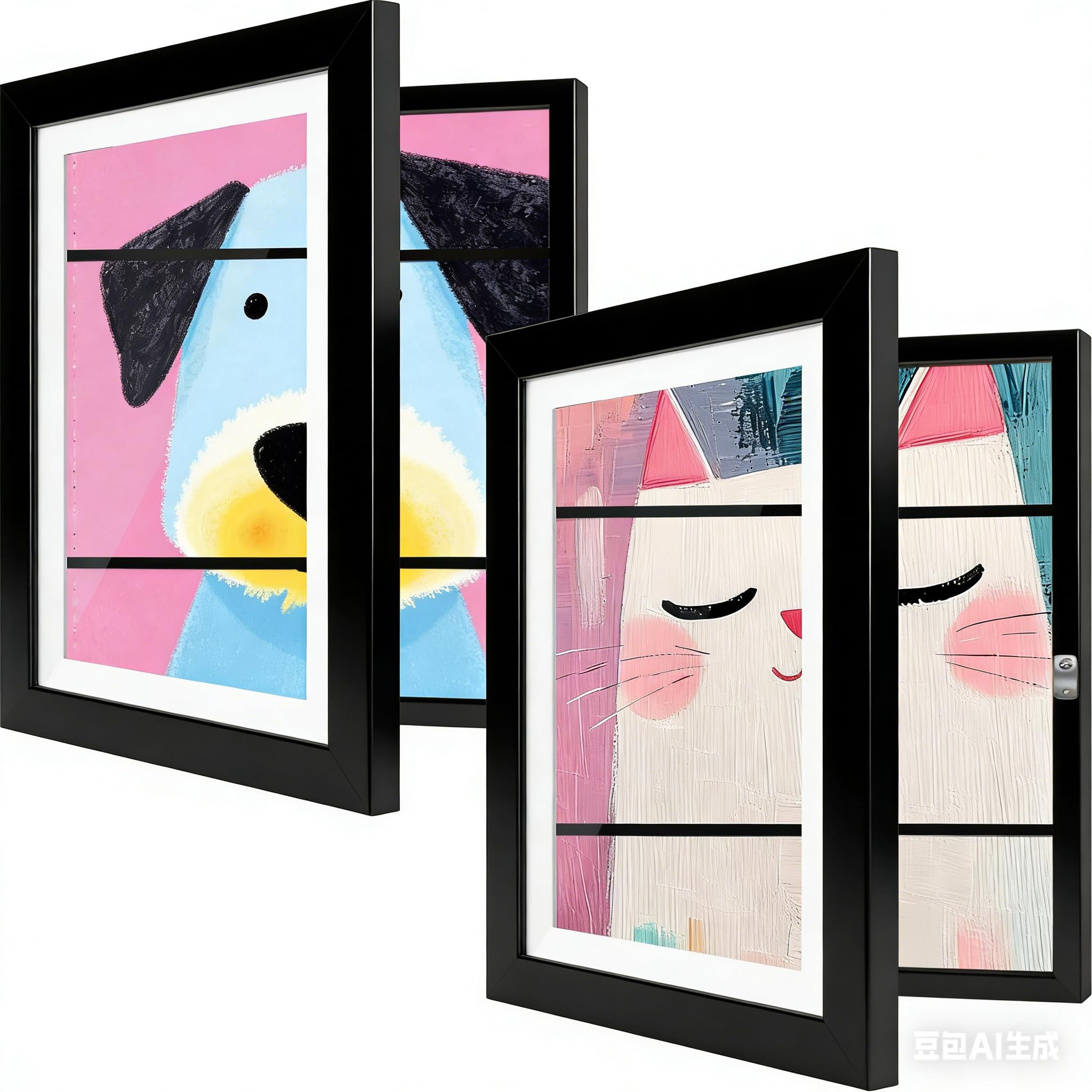 Paquete de 2 marcos de arte para niños de 10 x 12.5 pulgadas, marco abatible intercambiable para exhibición de imágenes, almacenamiento de proyectos de dibujo escolar, colgar en la pared