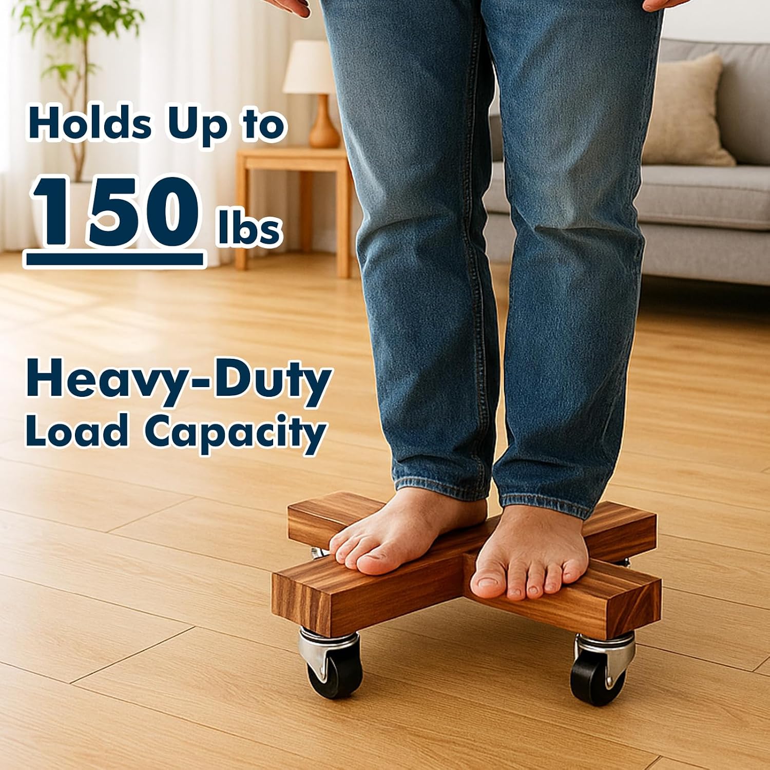 16 Inch Plant Caddy with Wheels, 3 Pack Rolling Plant Stand on Wheels Heavy Duty Plant Dolly for Large Plants Wooden Plant Roller with Wheels Planter Wheels Base Indoor & Outdoor