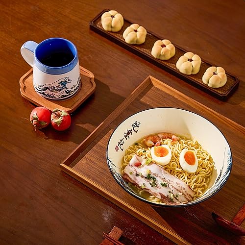 Miniatura 6 de Japanese Ramen Bowl Set with Great Wave Design - 60oz Large Ceramic Bowls, Spoons, Chopsticks for Ramen, Pho, Salad, Poke - Premium Gift for Ramen