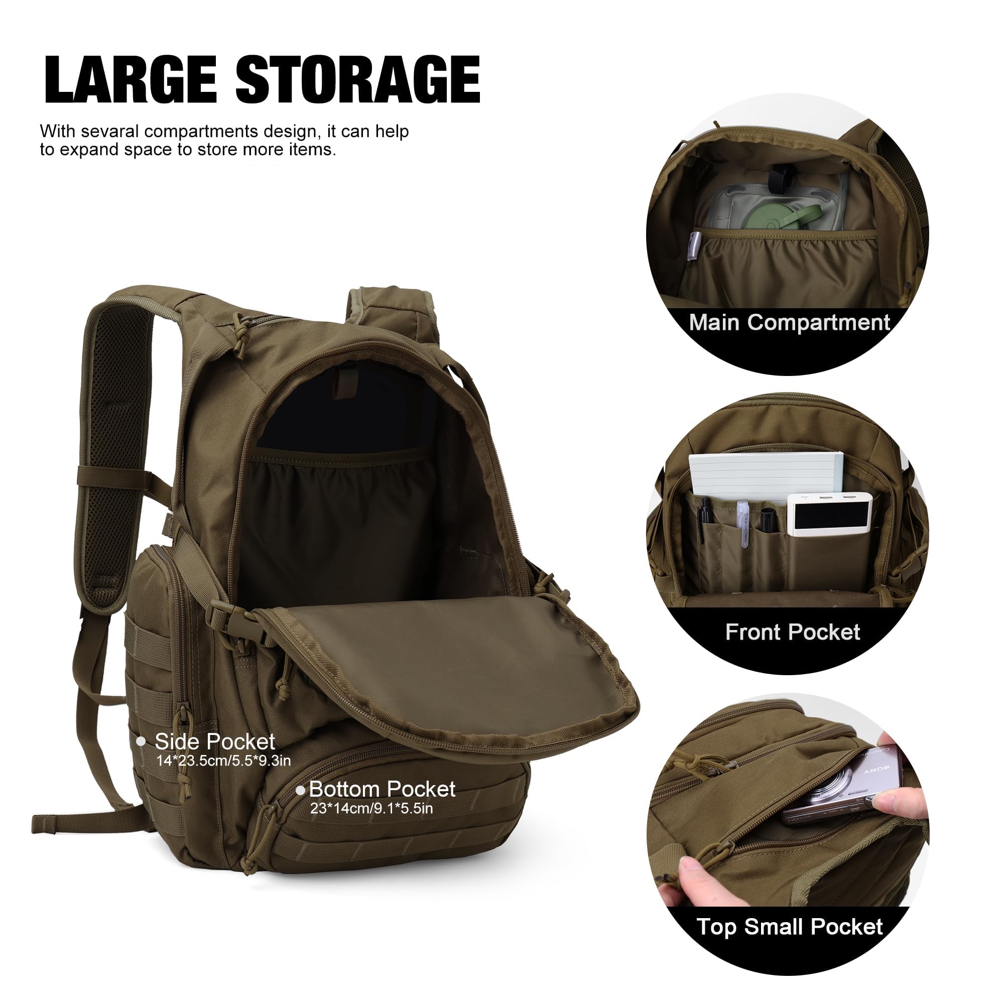 Mardingtop 25 Litri Zaino Tattico Militare Zaino da Trekking Sportivo Outdoor Zaino per Uomo Donna Leggero Daypack per Escursione Alpinismo Campeggi Viaggio
