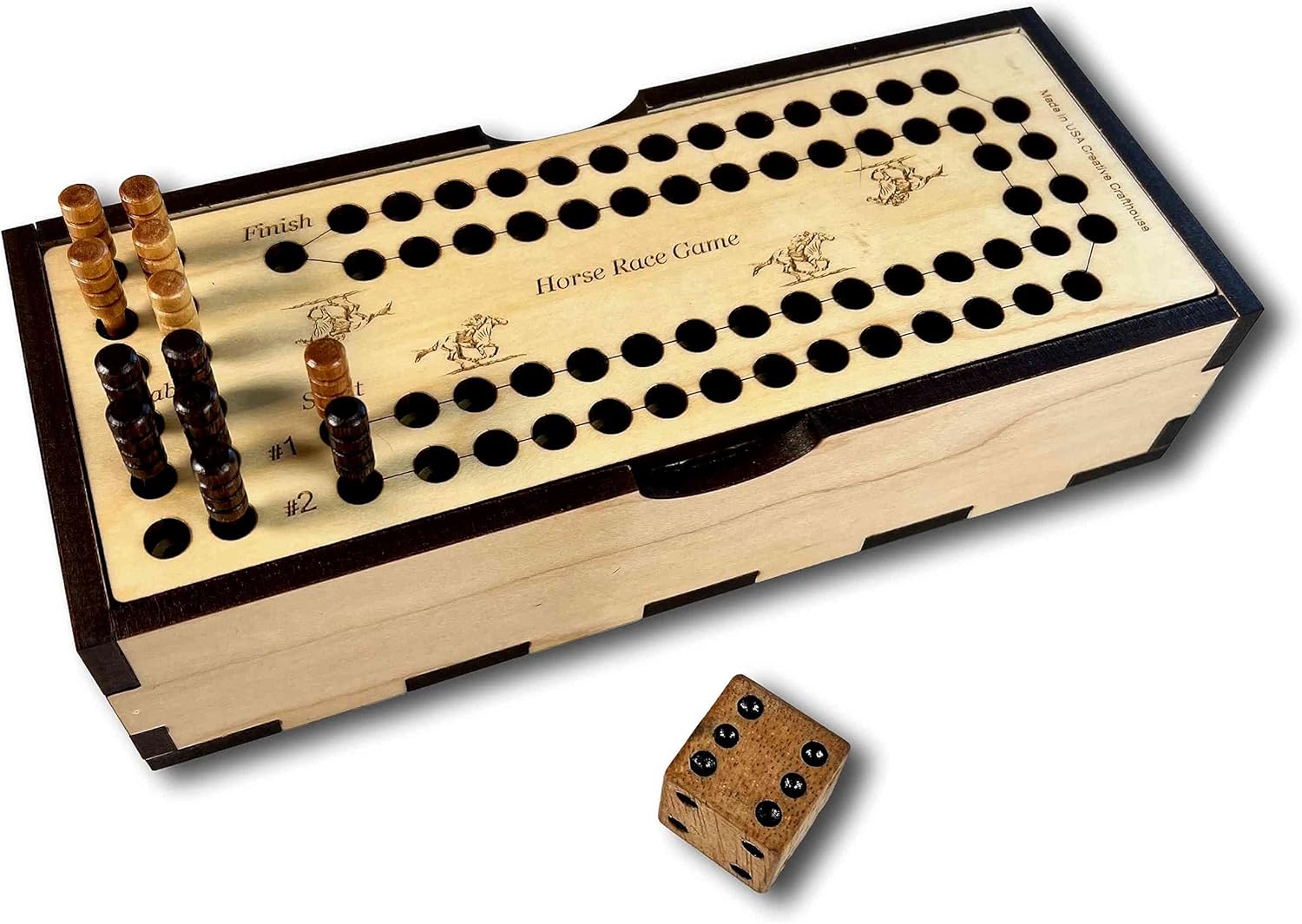 Horse Race Game - Premium Edition - Fun wooden game for 2 players!