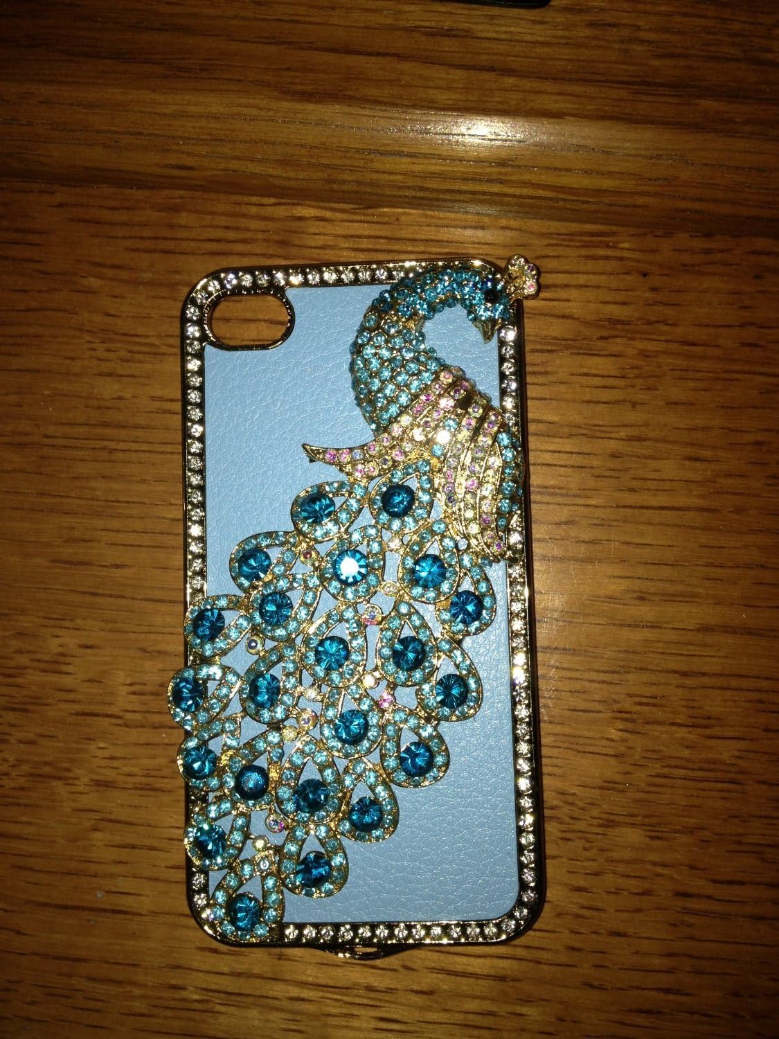 1x Luxury Designer Blue Bling Crystal Case Handmade Peacock for Apple Iphone 4 and 4s [Limited Edition]