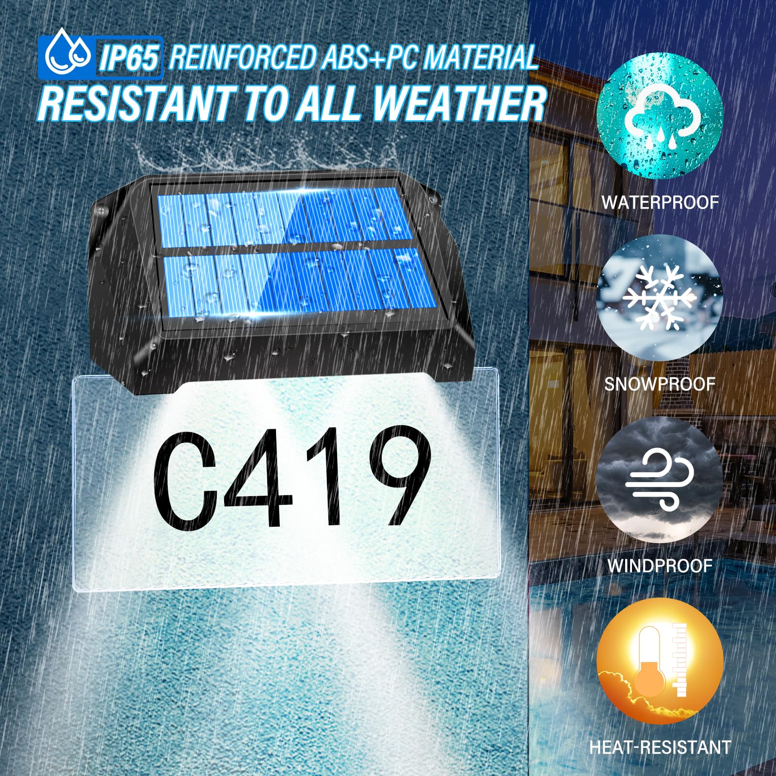 Solar-Hausnummern, DIY-Hausschilder, Plaketten, Straßenname, Acryltafel, Malerei, IP65 wasserdicht, für Adressschilder im Freien, 3 Farben