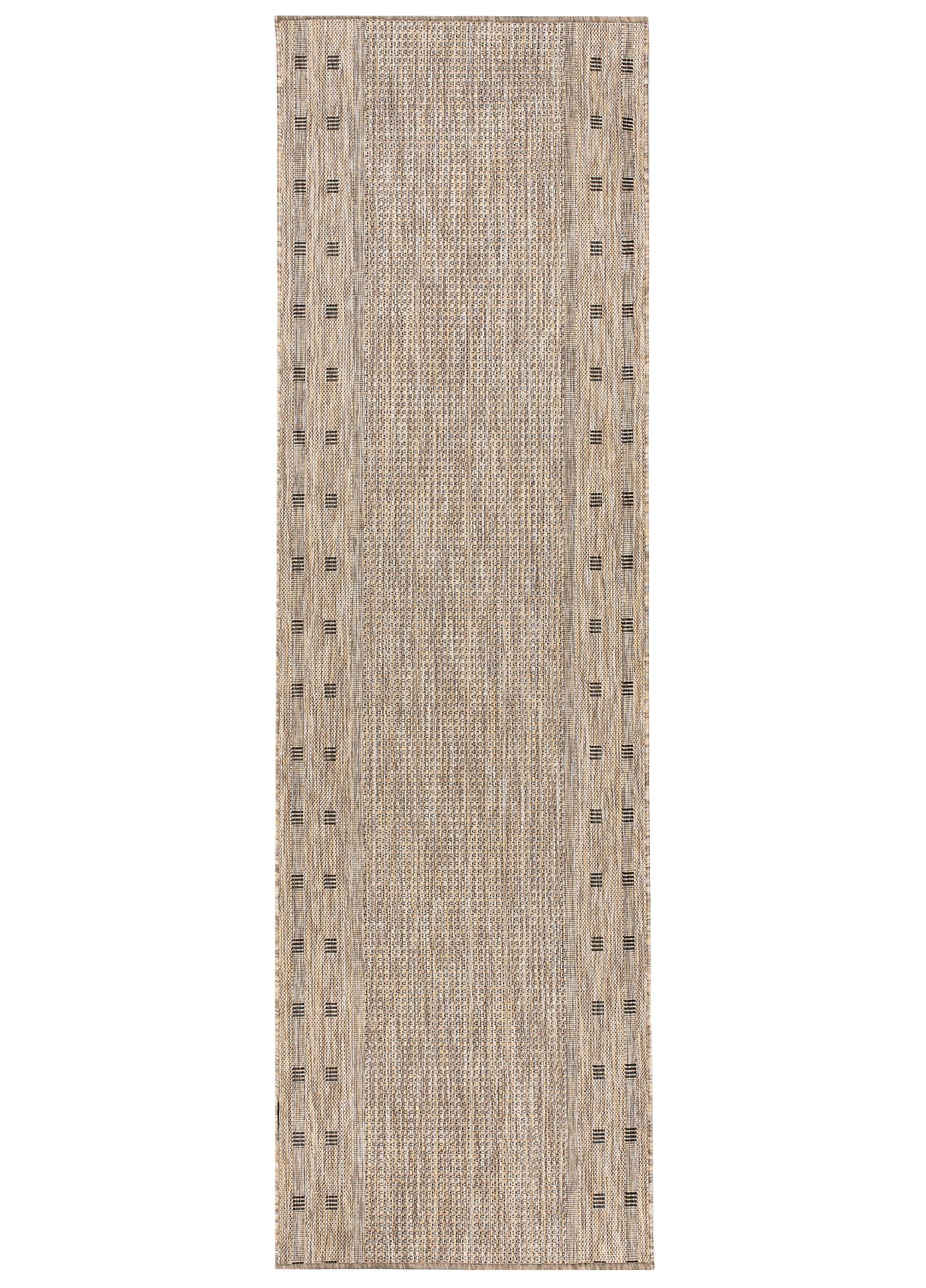 TAPISO Melissa Teppich Läufer Flur Outdoor Indoor Braun Schwarz Modern Design Wetterfest UV-beständig Wohnzimmer Balkon Terrasse ÖKO-TEX 100 x 400 cm