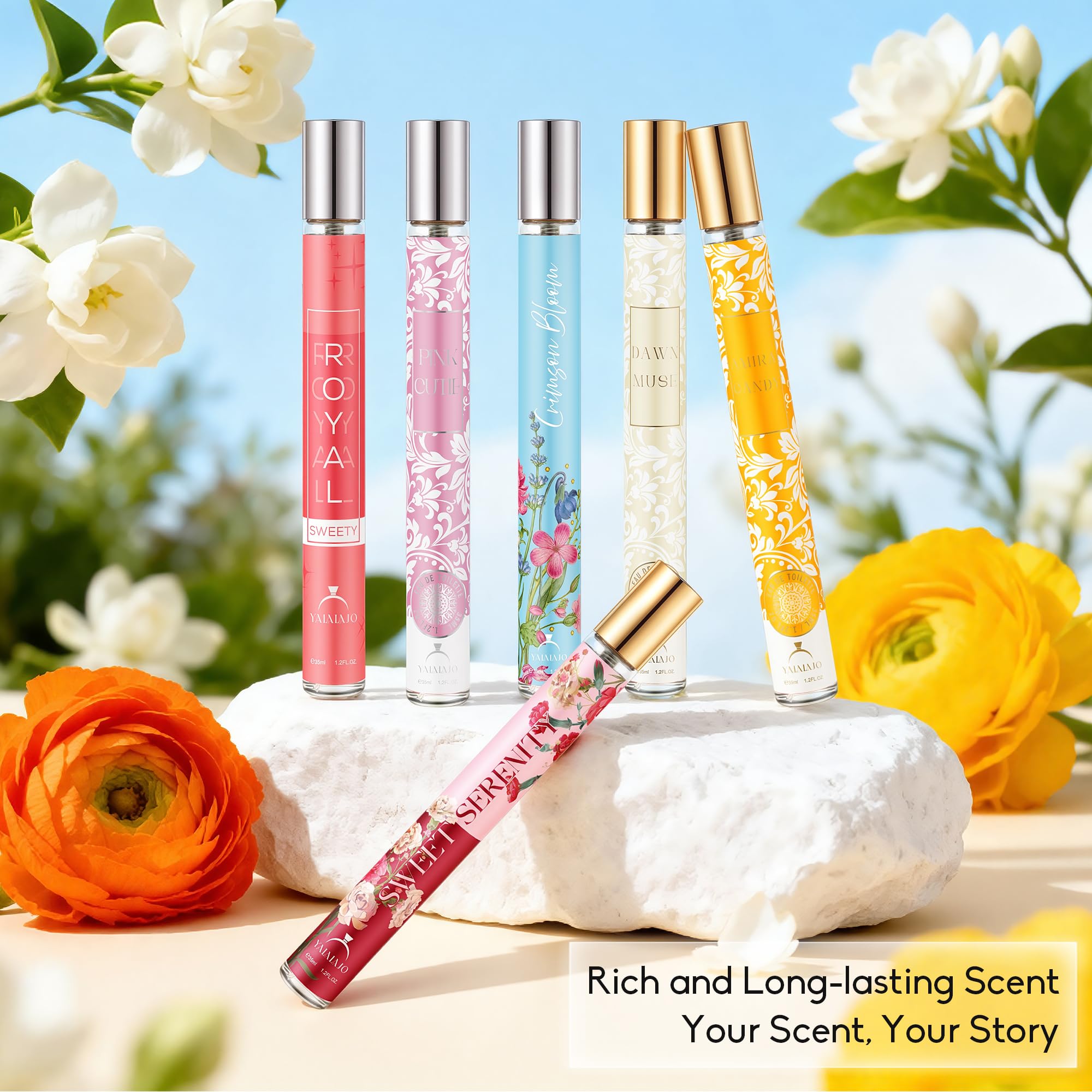 Coffret cadeau de parfum de luxe pour femme | 6 x 35 ml Eau de toilette | Collection Mini parfum longue durée | Parfums pour femme | Tailles de voyage | Idée cadeau pour femme pour la Saint-Valentin
