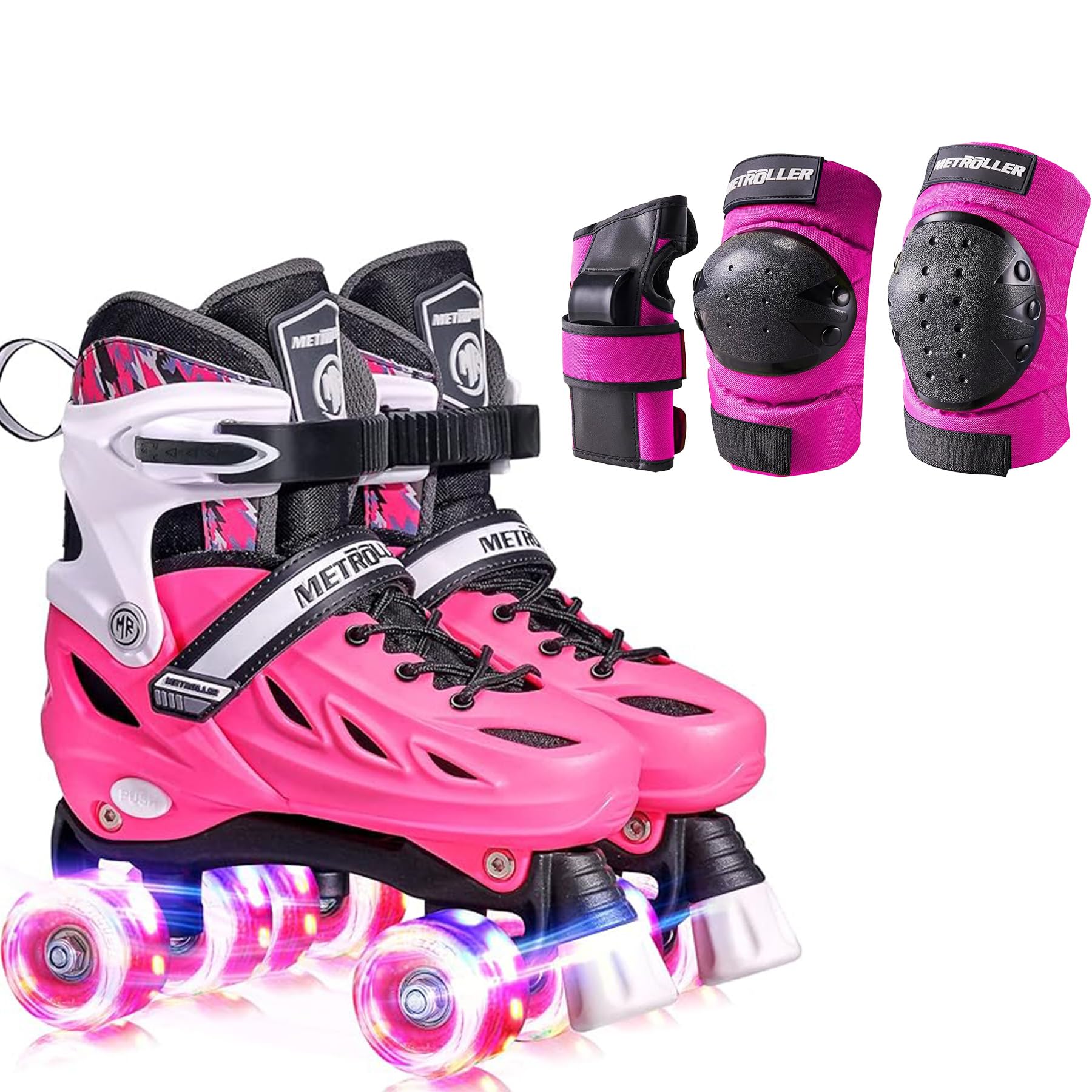 METROLLER Large Roller Skates with Protective Gear Set