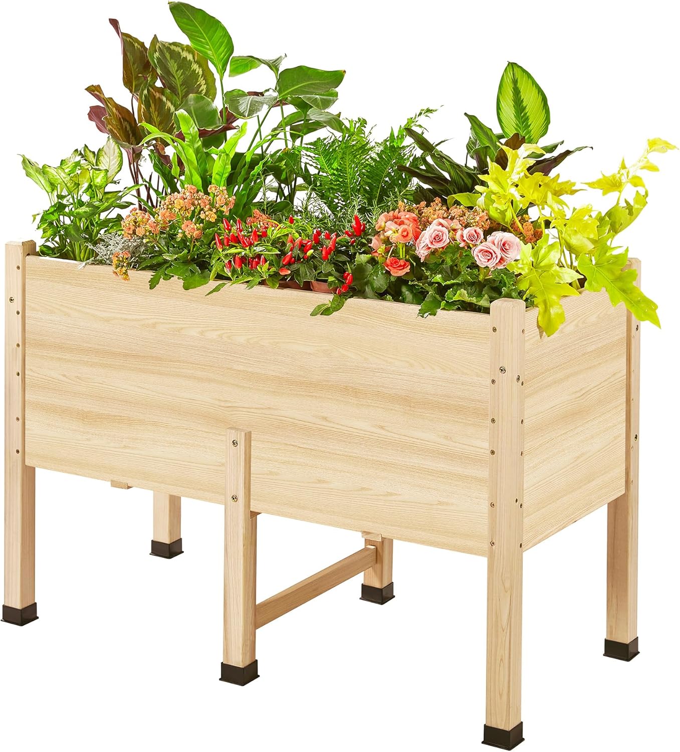 LUXOAK Wooden Raised Garden Bed 119x81x57 cm with Legs, Extra Deep 40 cm Planting Depth, Raised Planter for Vegetables, Herbs and Flowers, 210 liters Capacity, Easy Assembly