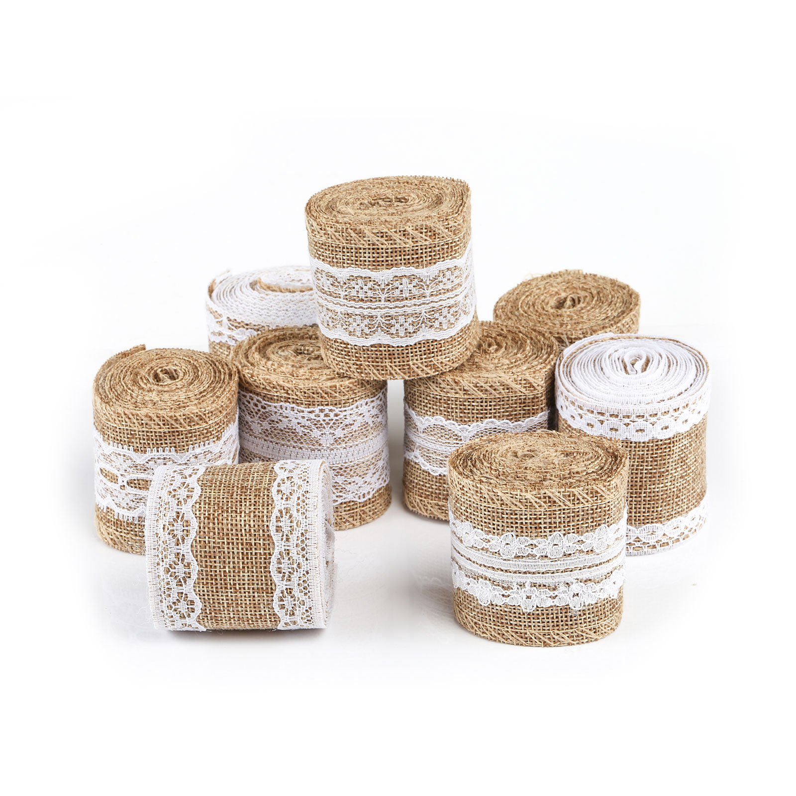 Nastro In Lino E Pizzo - 9 Rotoli Per Fai Da Te, Decorazioni Nuziali E Craft - Foto 9