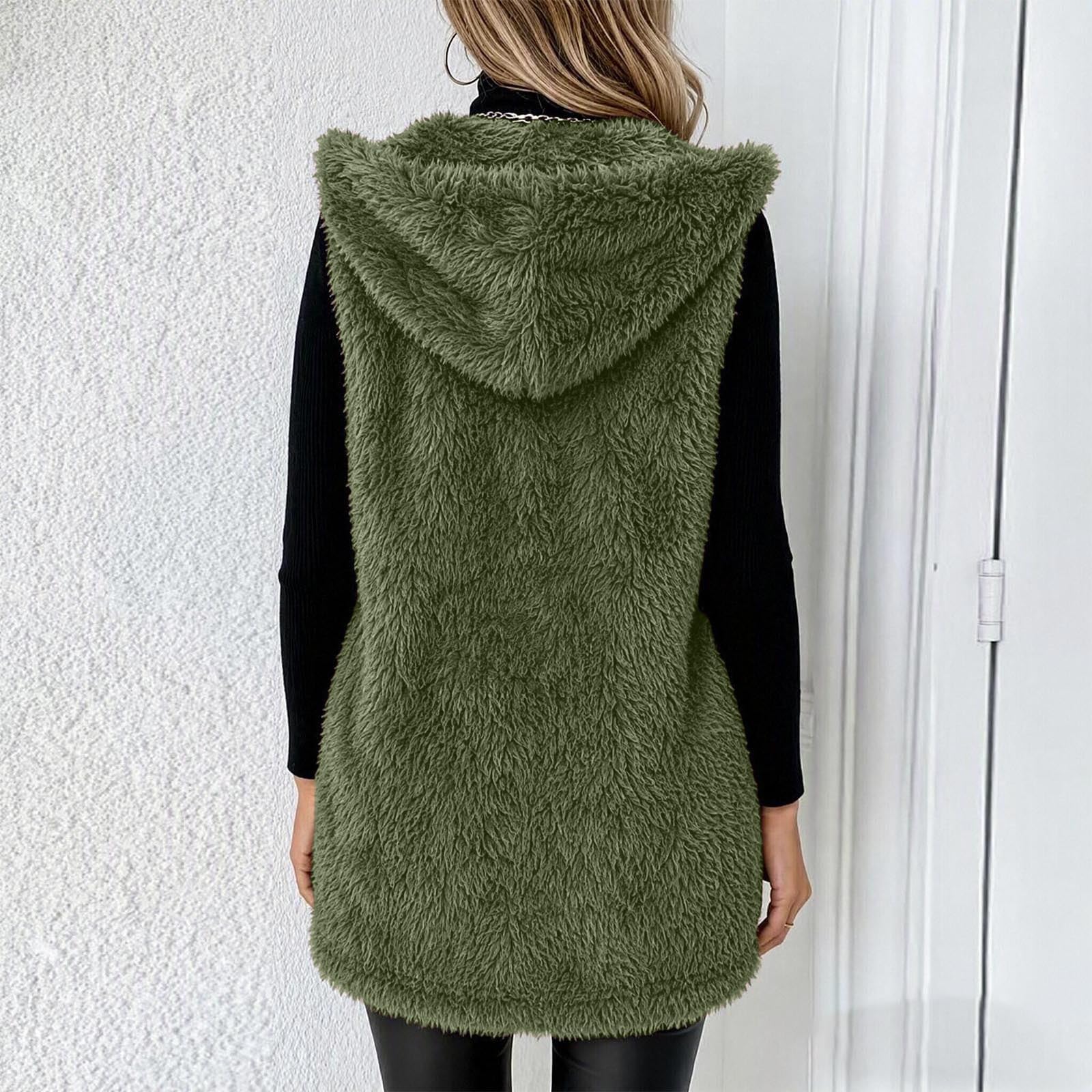Generisch Teddyjacke Damen Mit Kapuze Winterjacke Lang Mantel Teddyfleece