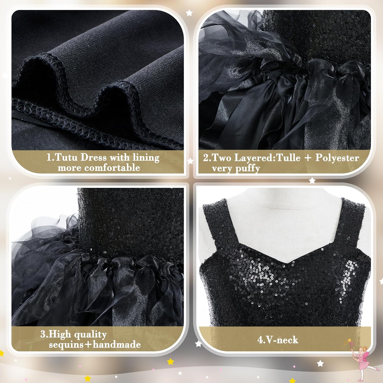 Tutu Dress for Girls Sparkly Sequin Tulle Princess Birthday Party Dress for Toddler Girls Prom Sneaker Ball Gown - Image 7