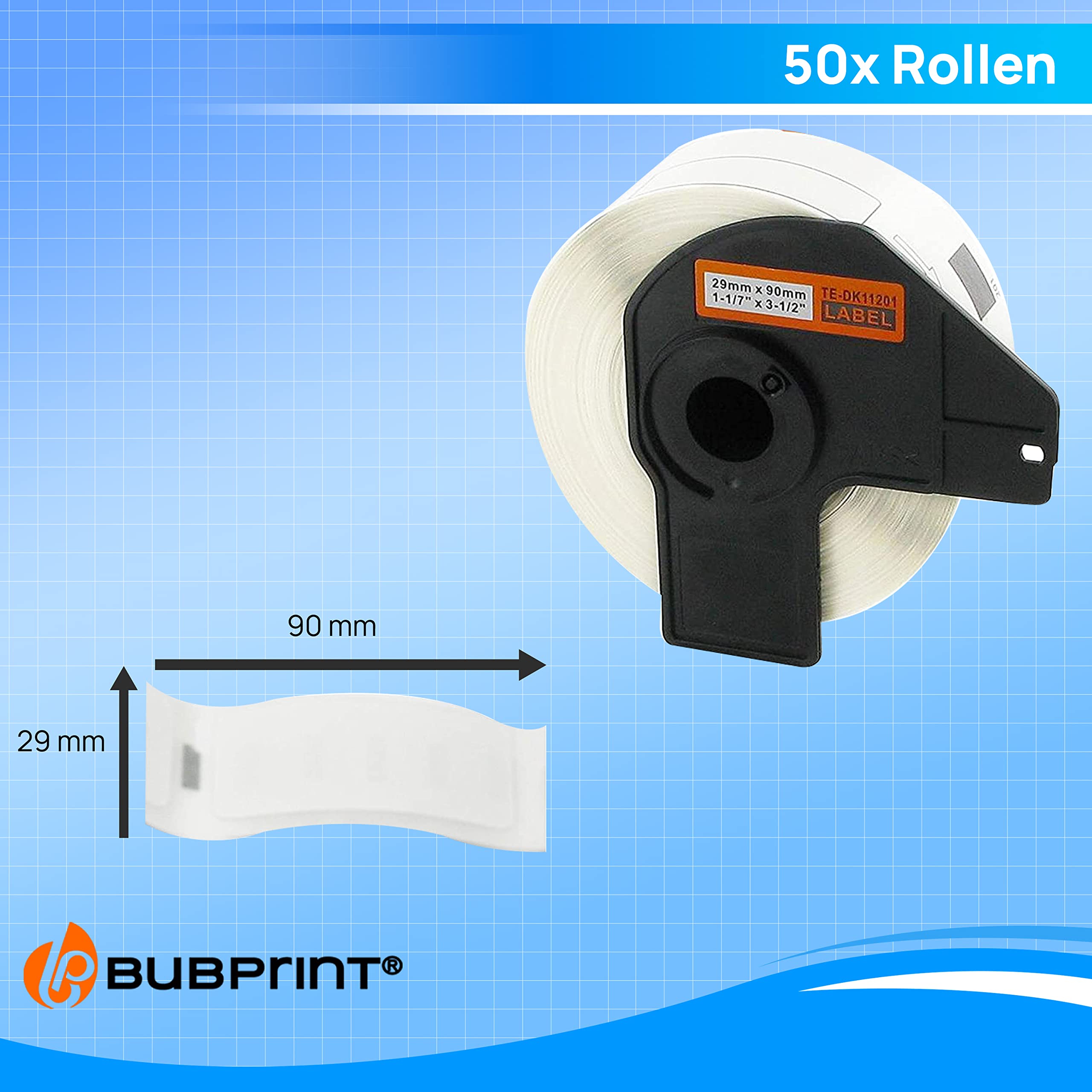 Bubprint 50 Etiketten kompatibel mit Brother DK-11201
