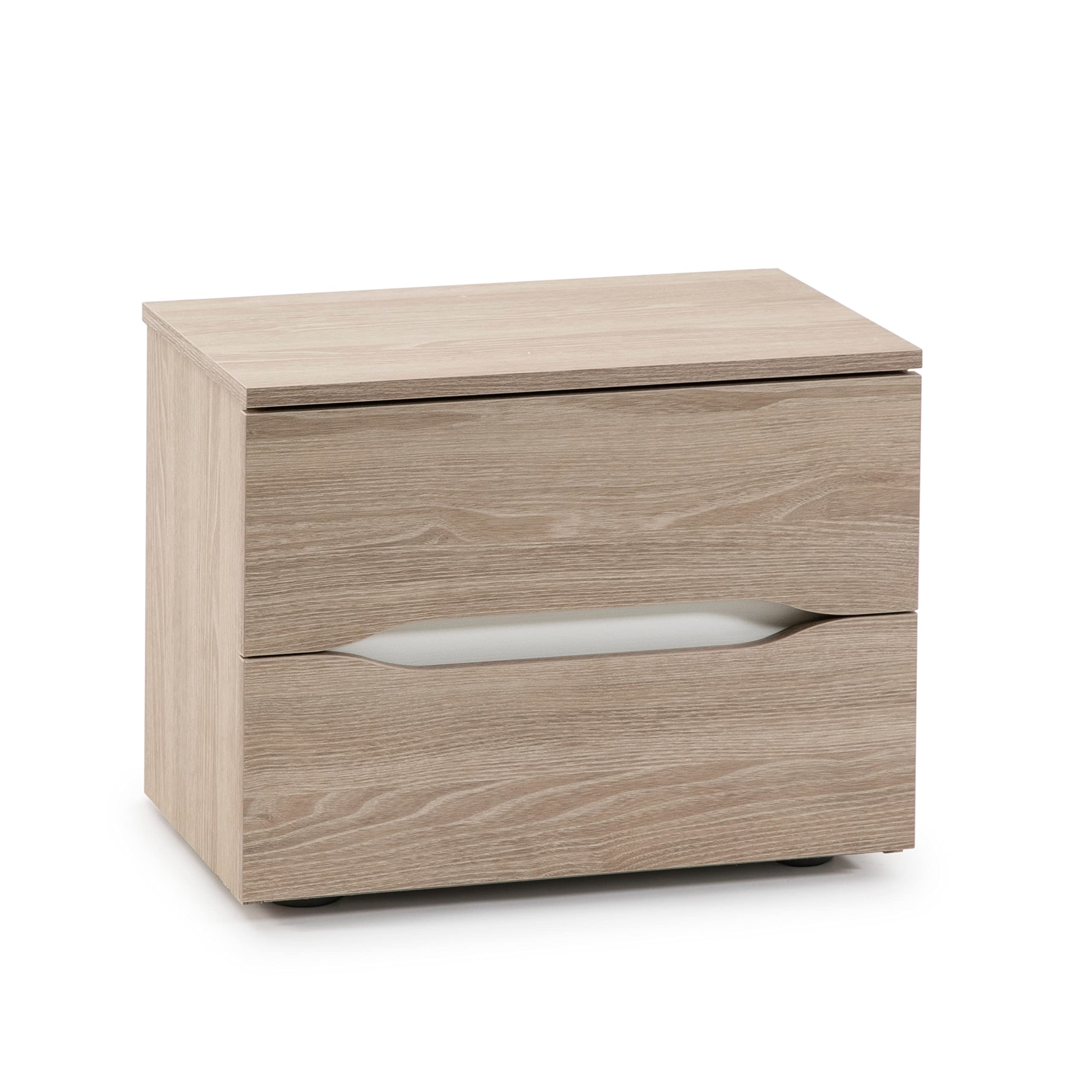 ZAW Comodino Mesita de Noche 2 Cajones en Color Madera, guías metálicas, 53,8 cm x 33,9 cm x 42,5 cm End Table