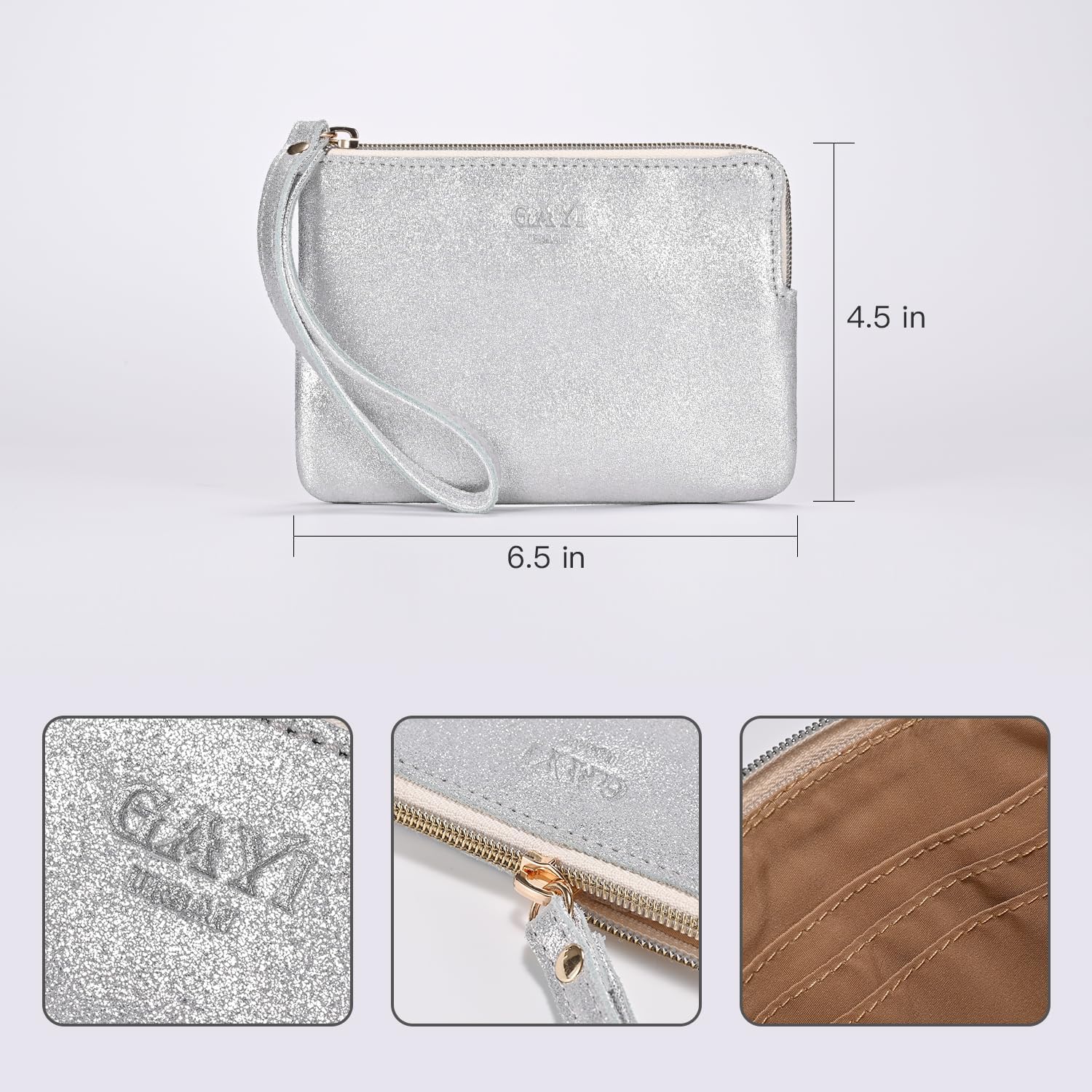 Genuine Leather 4.5 x 6.5 Wristlet Purse for Women, Evening Wristlet Pouch Clutch Bag - Image 4