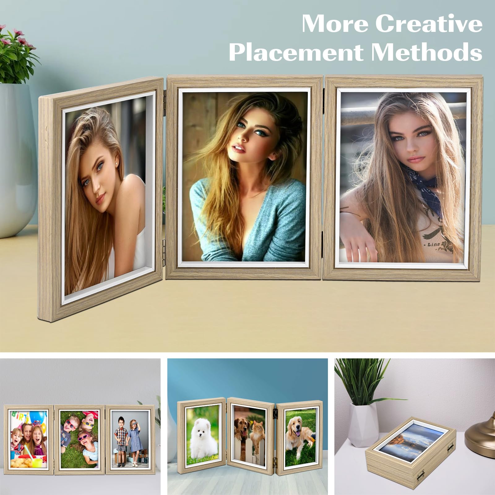 Amazon.com - HOMEPIC 5x7 Triple Picture Frames Hinged 3 Photos
