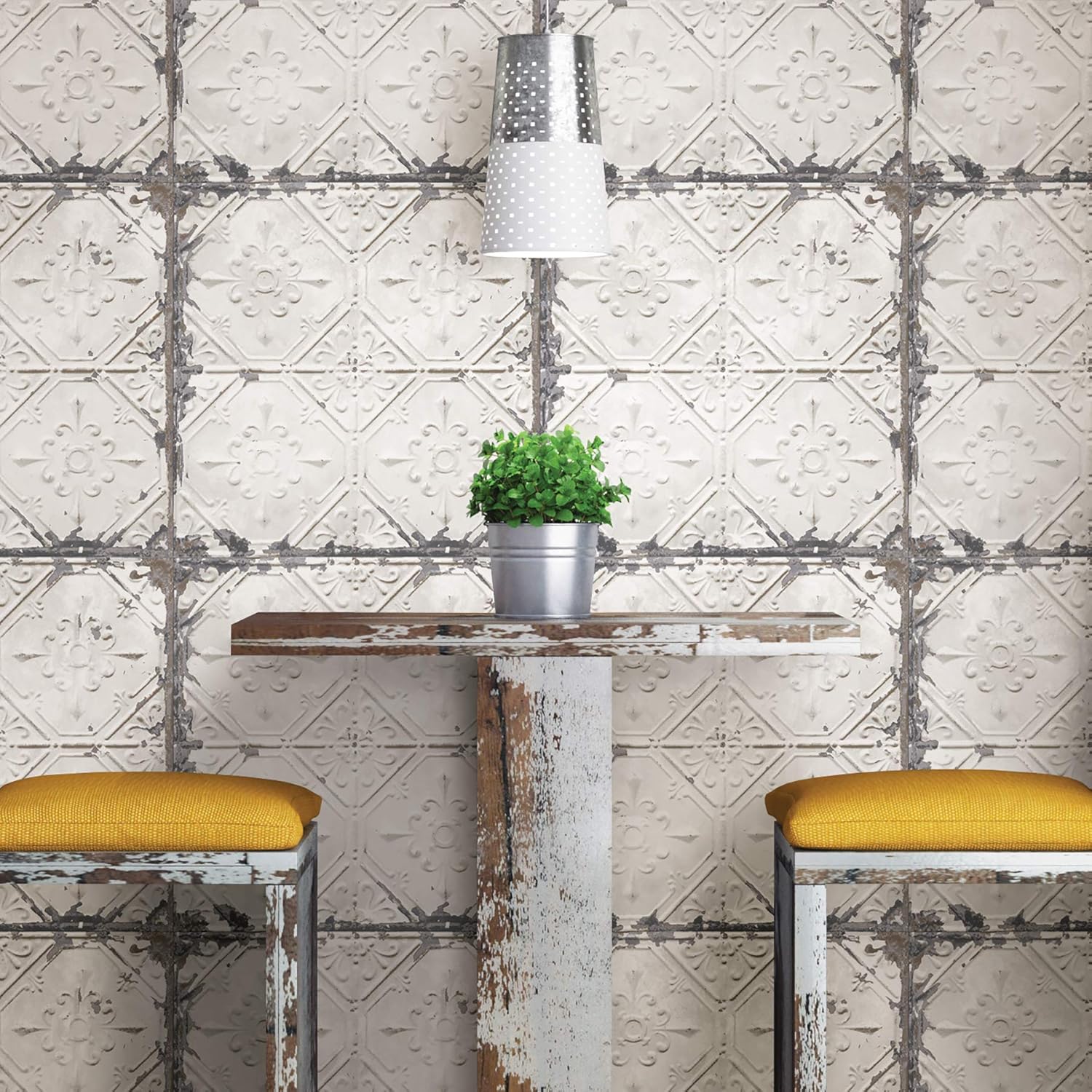 NuWallpaper Vintage Tin Tile Peel & Stick Wallpaper