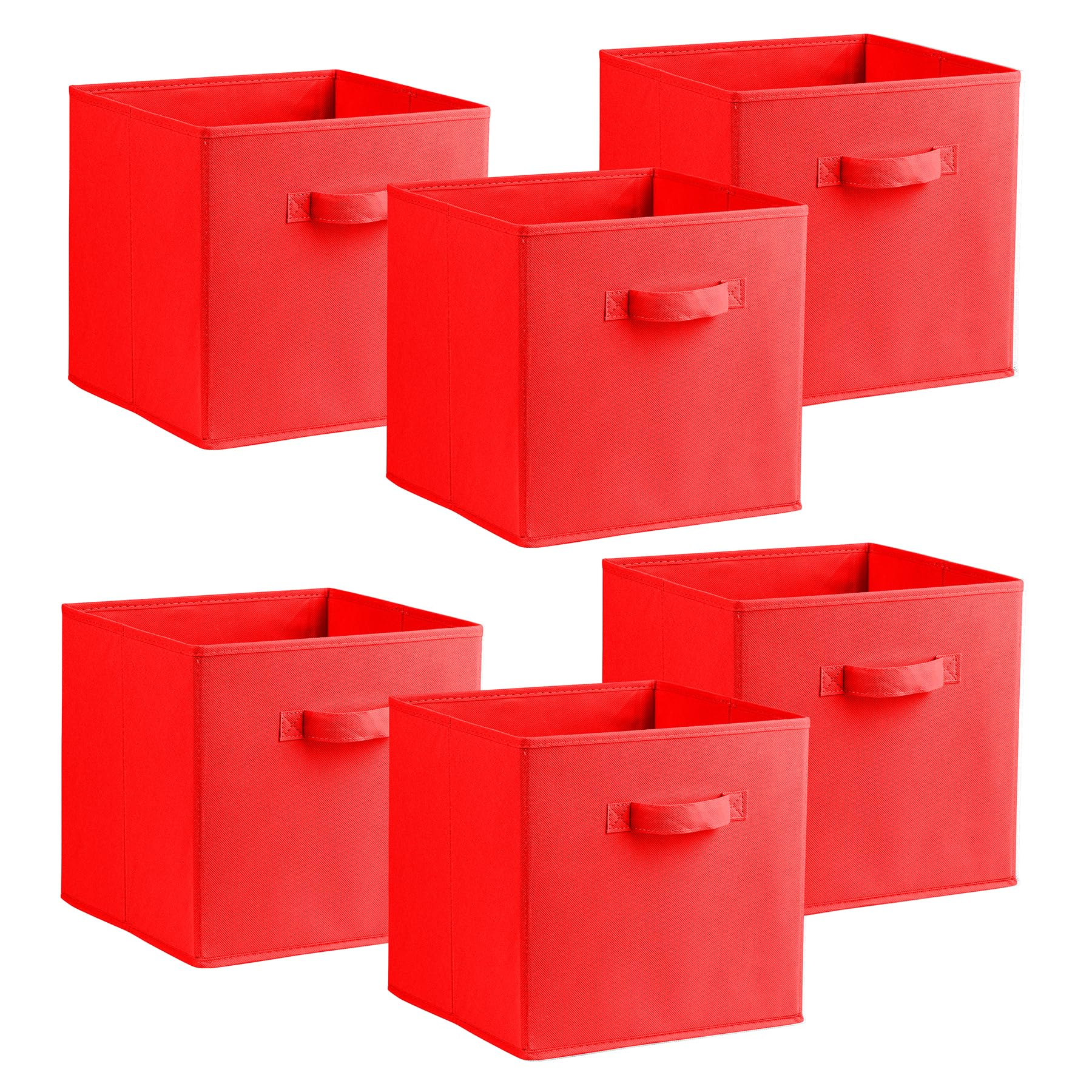 Simpa Red Urban Living Multi Purpose 31Cm Cubic Storage Box Collapsible Organiser Storage Cube Basket Bin For Clothes, Toys, Books, Dvds, Bedding, Towels And More (Red)