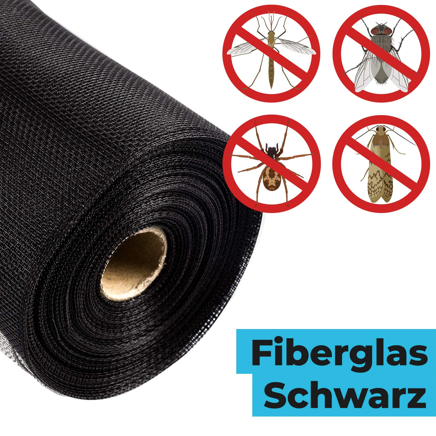 Stahlia Fliegengitter 100x1000cm SCHWARZ Fliegennetz Balkontür Fliegengitter Fenster Insektenschutz Fenstergitter Fliegengitter Tür Dachfenster Fiberglasgewebe