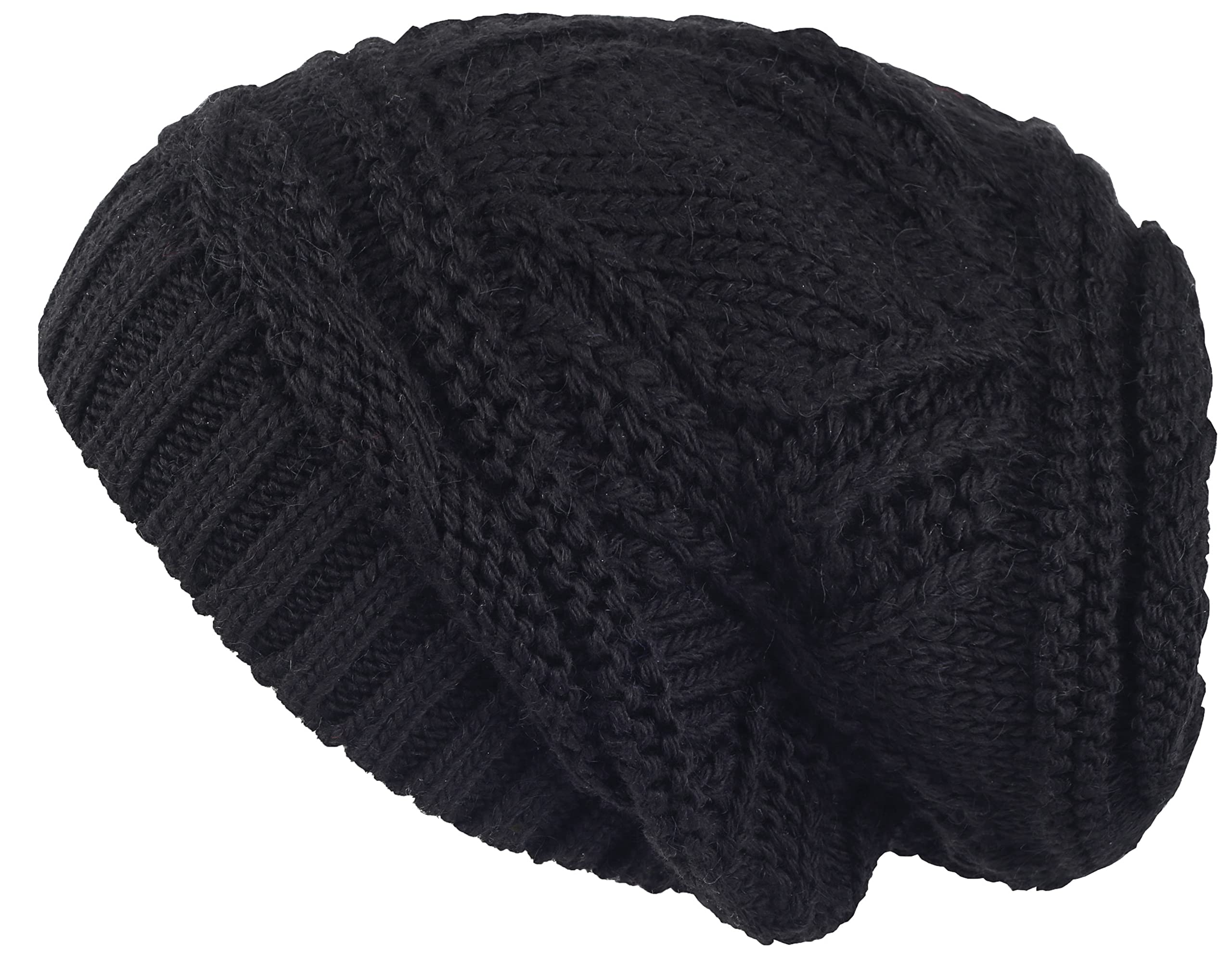 Lilax Women's Black Knit Slouchy Oversized Soft Warm Winter Beanie Hat