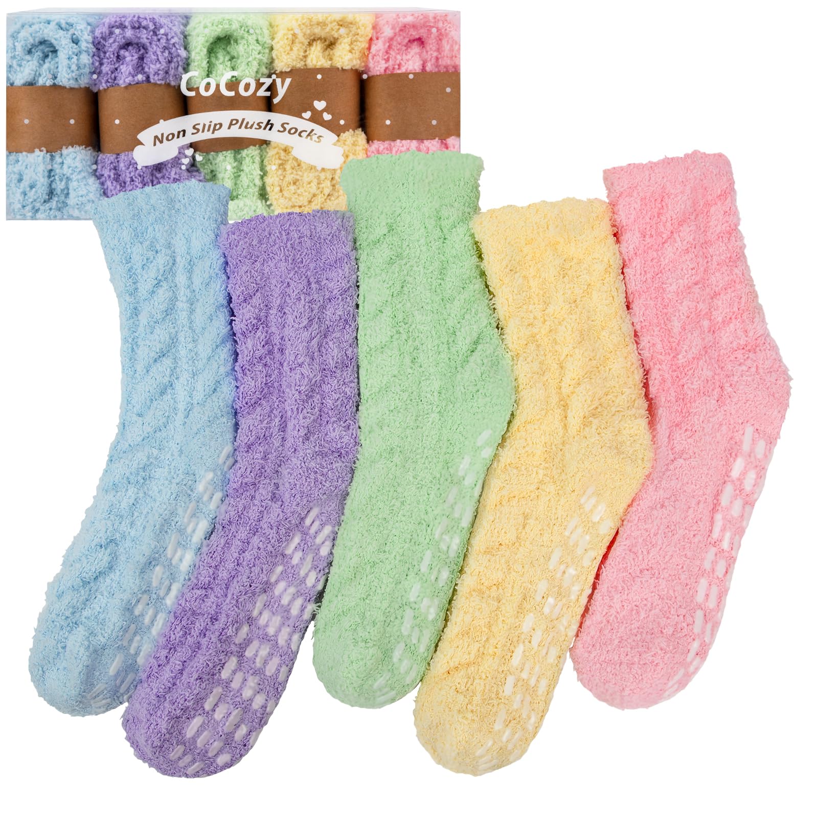 CoCozy Fuzzy Socks with Grips for Women, Cozy Fluffy Socks Gifts
