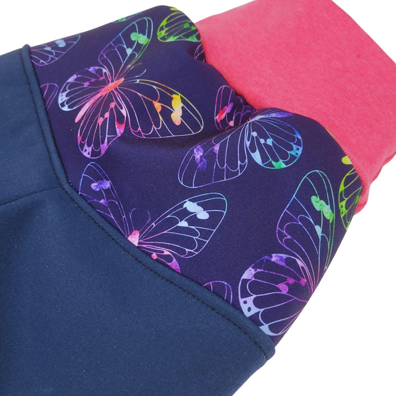 Lilakind“ Baby Kinder Softshell Hose Blumen Schmetterlinge Blau Fuchsia Gr. 62/68-134/140 - Made in Germany