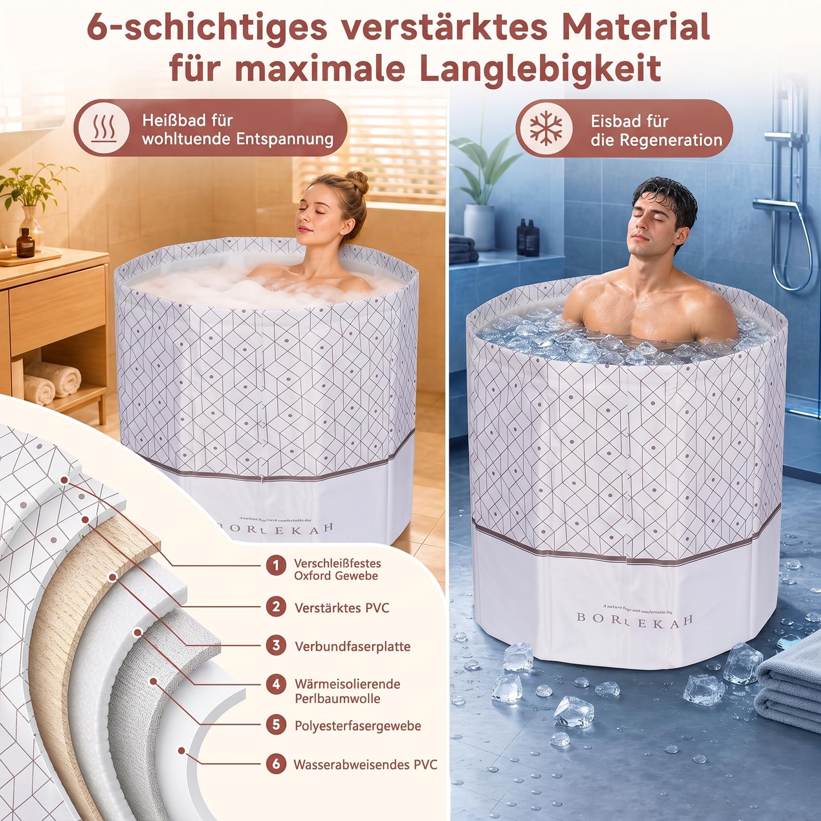 Faltbare Badewanne für Erwachsene,Sitzbadewanne Outdoor, Grau