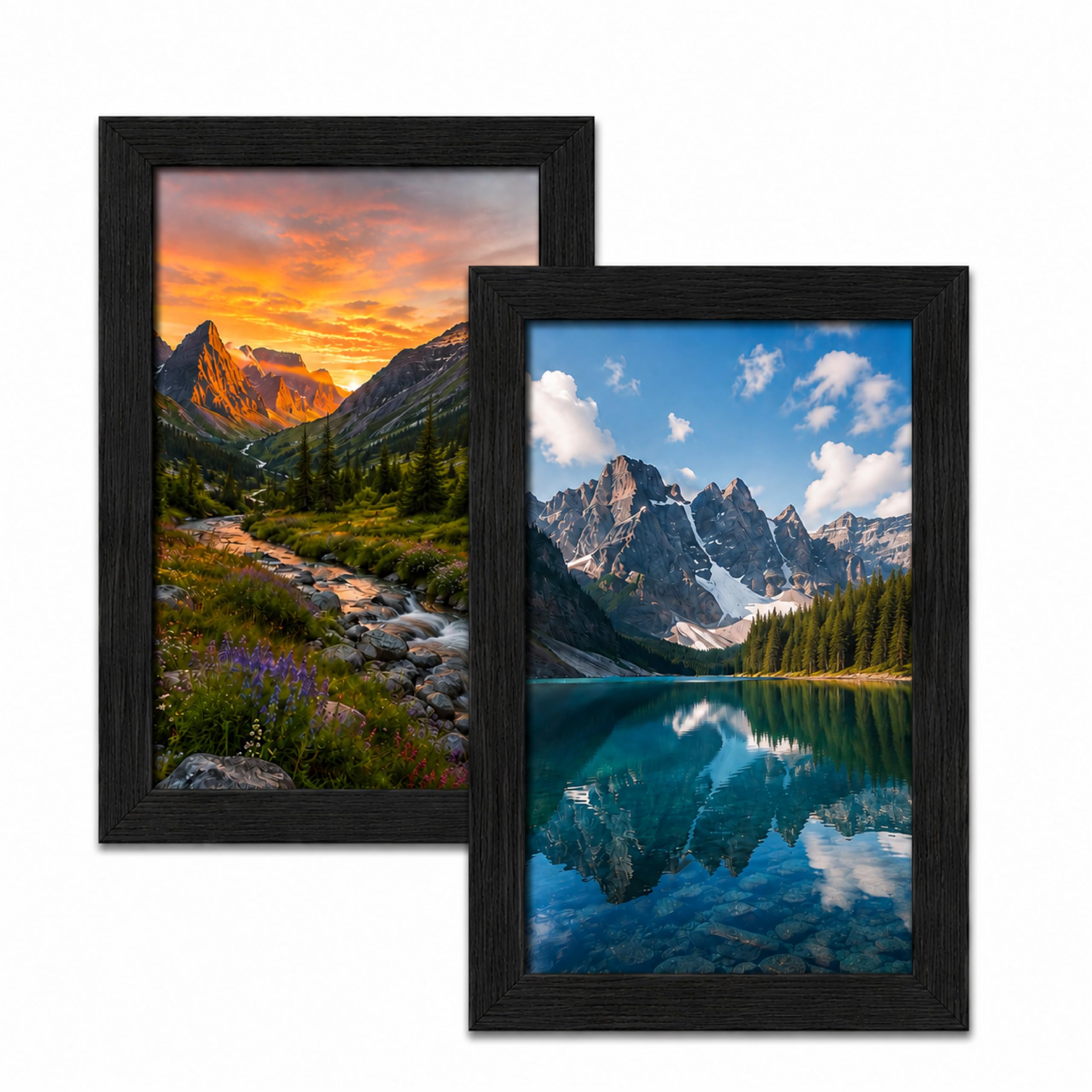 2 Pack 42X60cm BLACK Engineered Wood and Plexiglass, 600x420mm Photo Frames Photo Frame Dual Orientation Landscape or Portrait, pack of 2 Picture Frame Wall Hanging Display Photos (BLACK, 42x60cm)