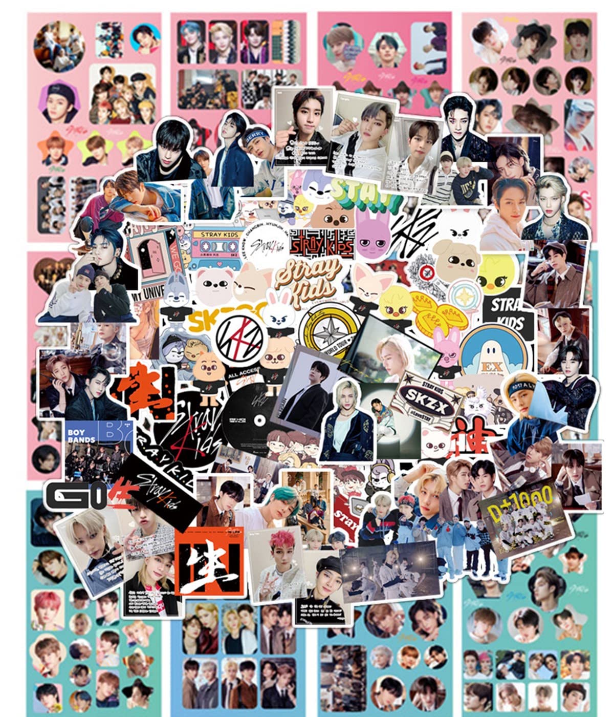 280PCS Stray-Kids Stickers Set,Stray-Kids Cute Stickers for Door,Car,Skateboard,Cellphone Stickers,Gift for Fans(Pink) - Pink