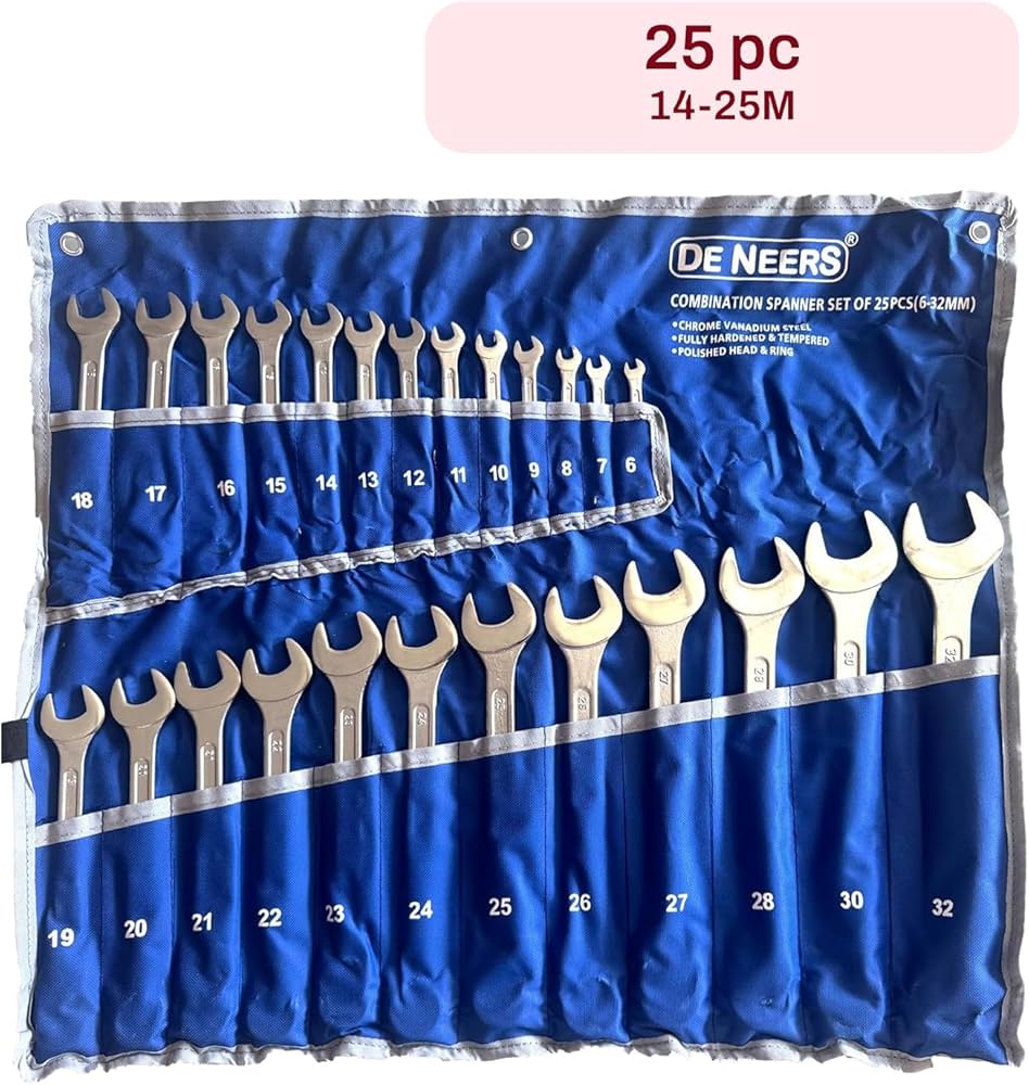 DeNeers 14-25M 25 Pc Combination and Open end spanner set (6-32mm