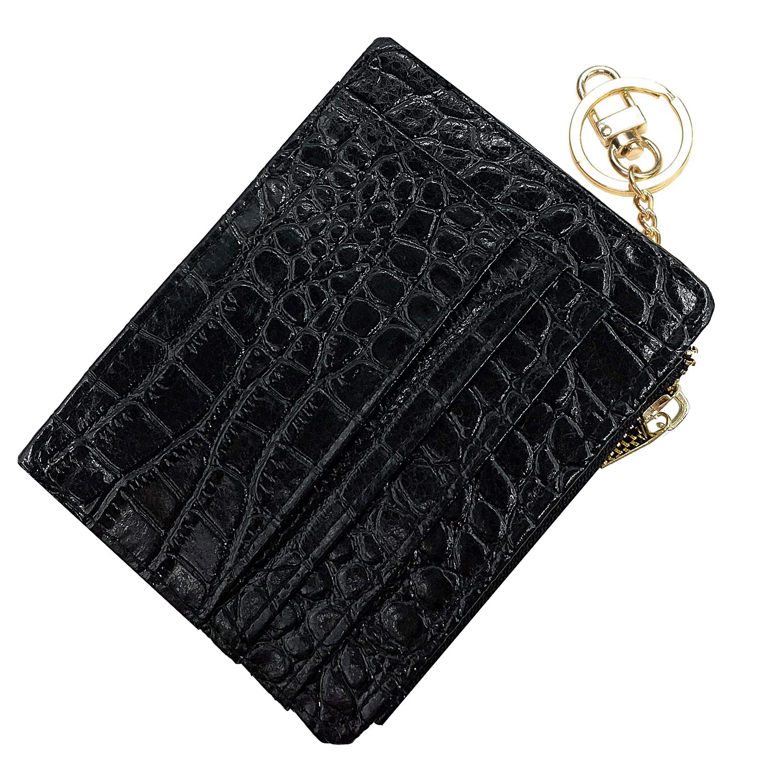 woogwin Slim RFID Credit Card Holder for Women Mini Front Pocket Wallet Purse With Keychain