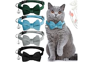 Adjustable and Breakaway Velvet Cat Collar with Bow Tie and Bell for Kittens and Puppies