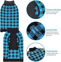 Vista 3 de PUPTECK - Suéteres para perros grandes, medianos y pequeños - Estilo clásico a cuadros de otoño, abrigo de invierno para cachorros, ropa cálida